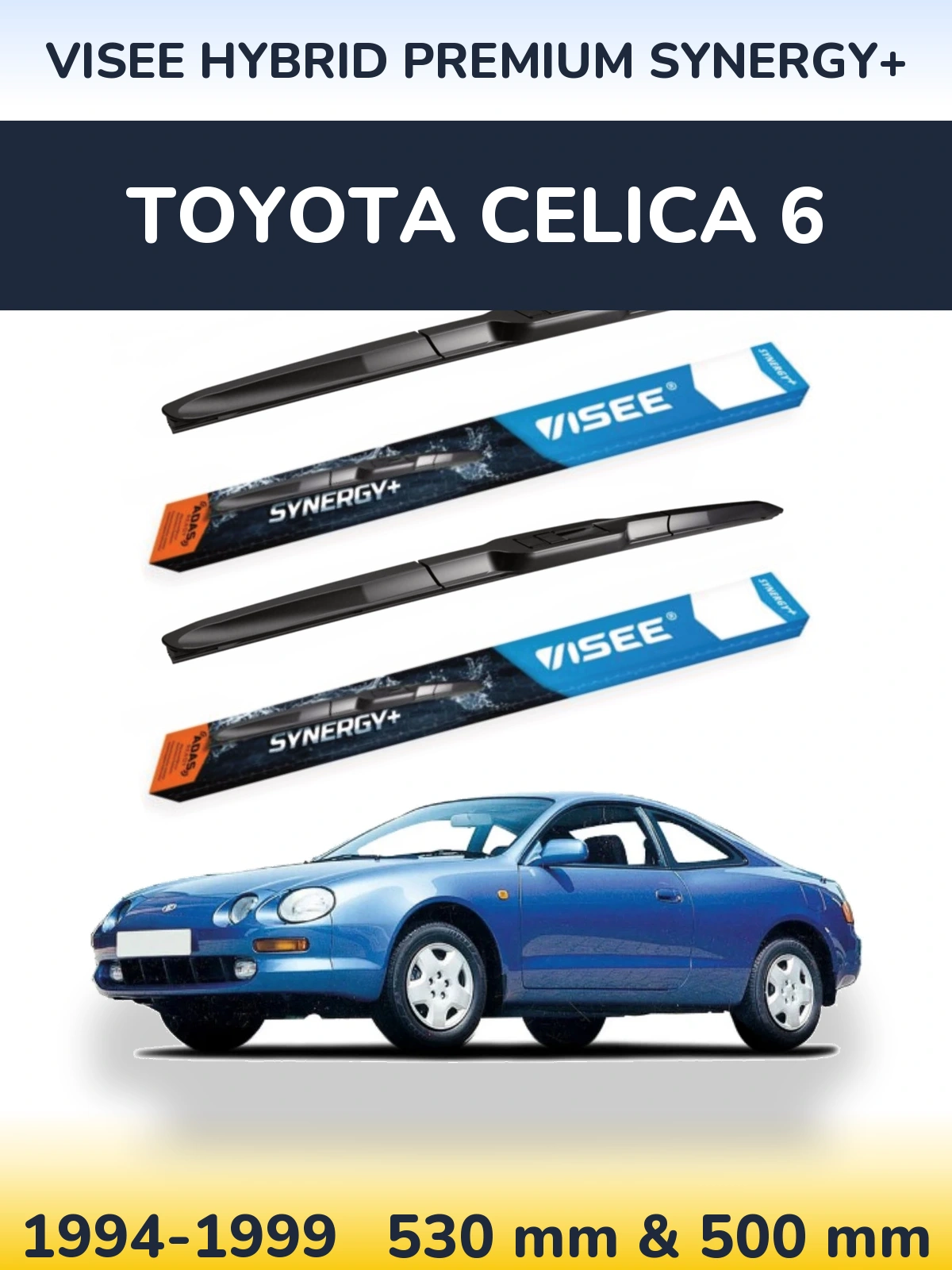 Sada předních stěračů VISEE HYBRID PREMIUM SYNERGY+ 530 a 500 mm pro Toyota Celica 6 1994-1999