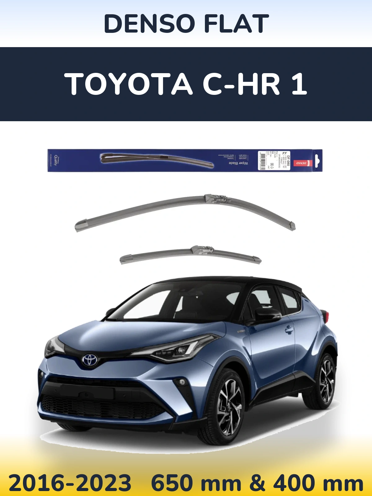 Sada předních stěračů Denso Flat 650 a 400 mm pro Toyota C-HR 1 2016-2023