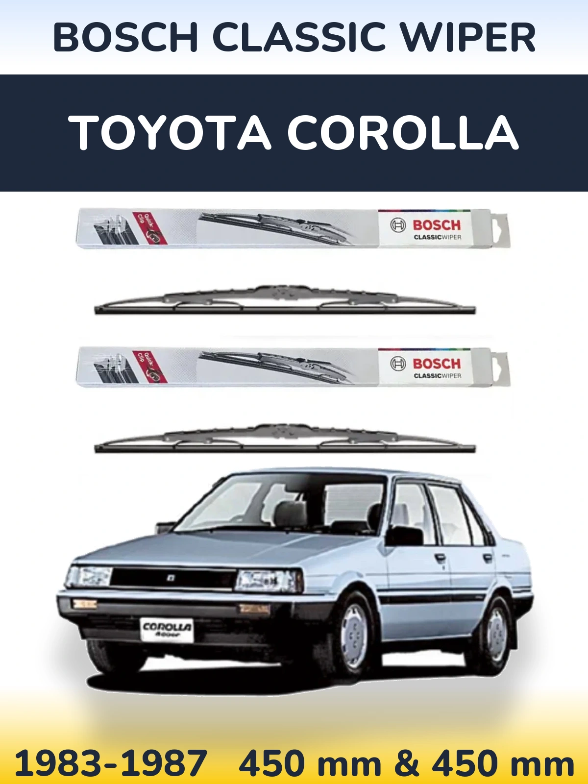 Sada předních stěračů BOSCH Classic Wiper 450 a 450 mm pro Toyota Corolla 1983-1987