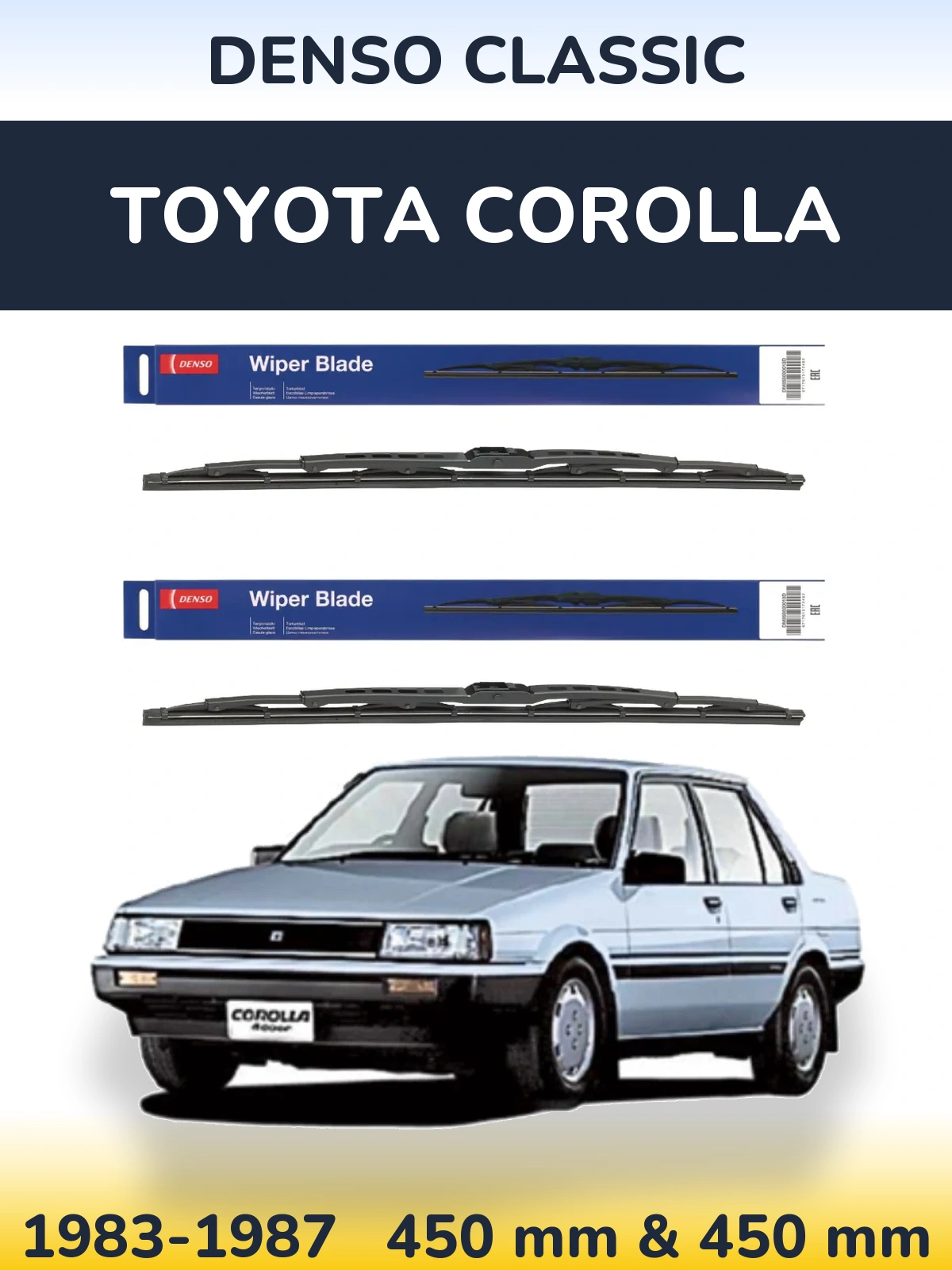 Sada předních stěračů Denso Classic 450 a 450 mm pro Toyota Corolla 1983-1987