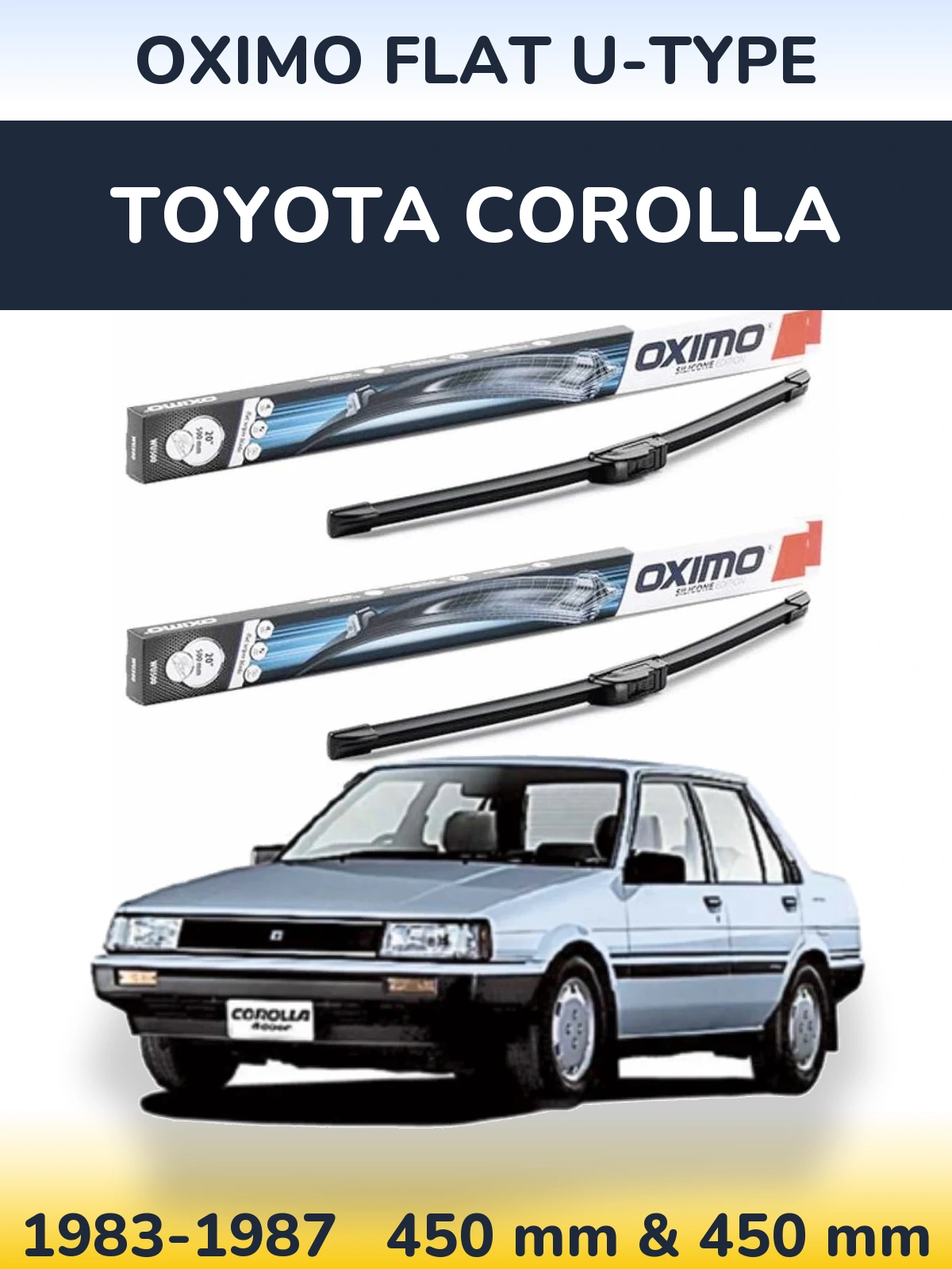 Sada předních stěračů Oximo Flat U-type 450 a 450 mm pro Toyota Corolla 1983-1987