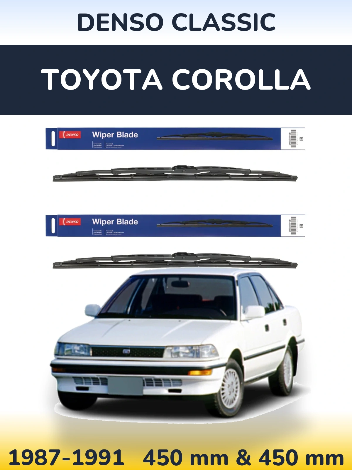 Sada předních stěračů Denso Classic 450 a 450 mm pro Toyota Corolla 1987-1991