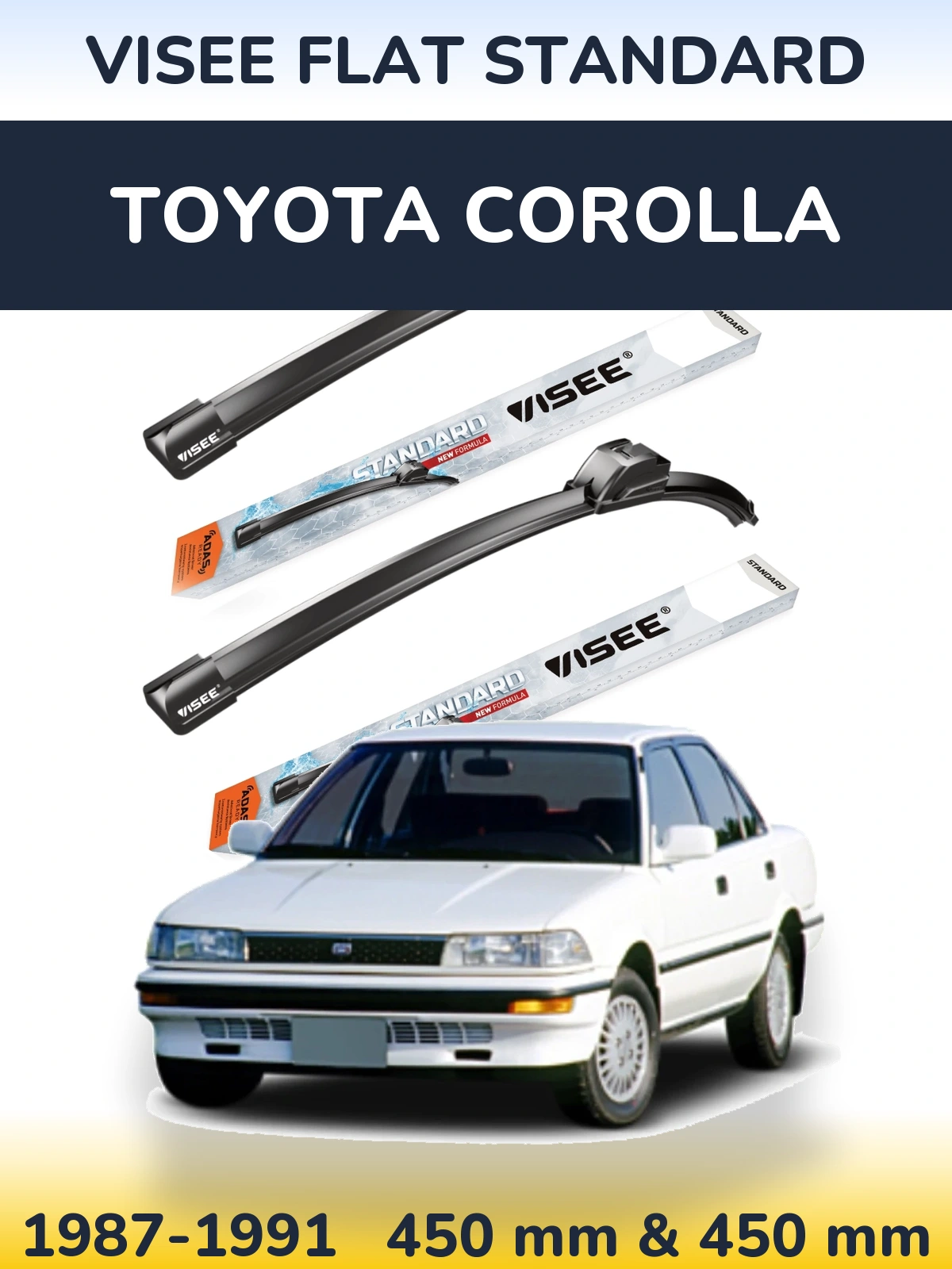 Sada předních stěračů VISEE FLAT STANDARD 450 a 450 mm pro Toyota Corolla 1987-1991