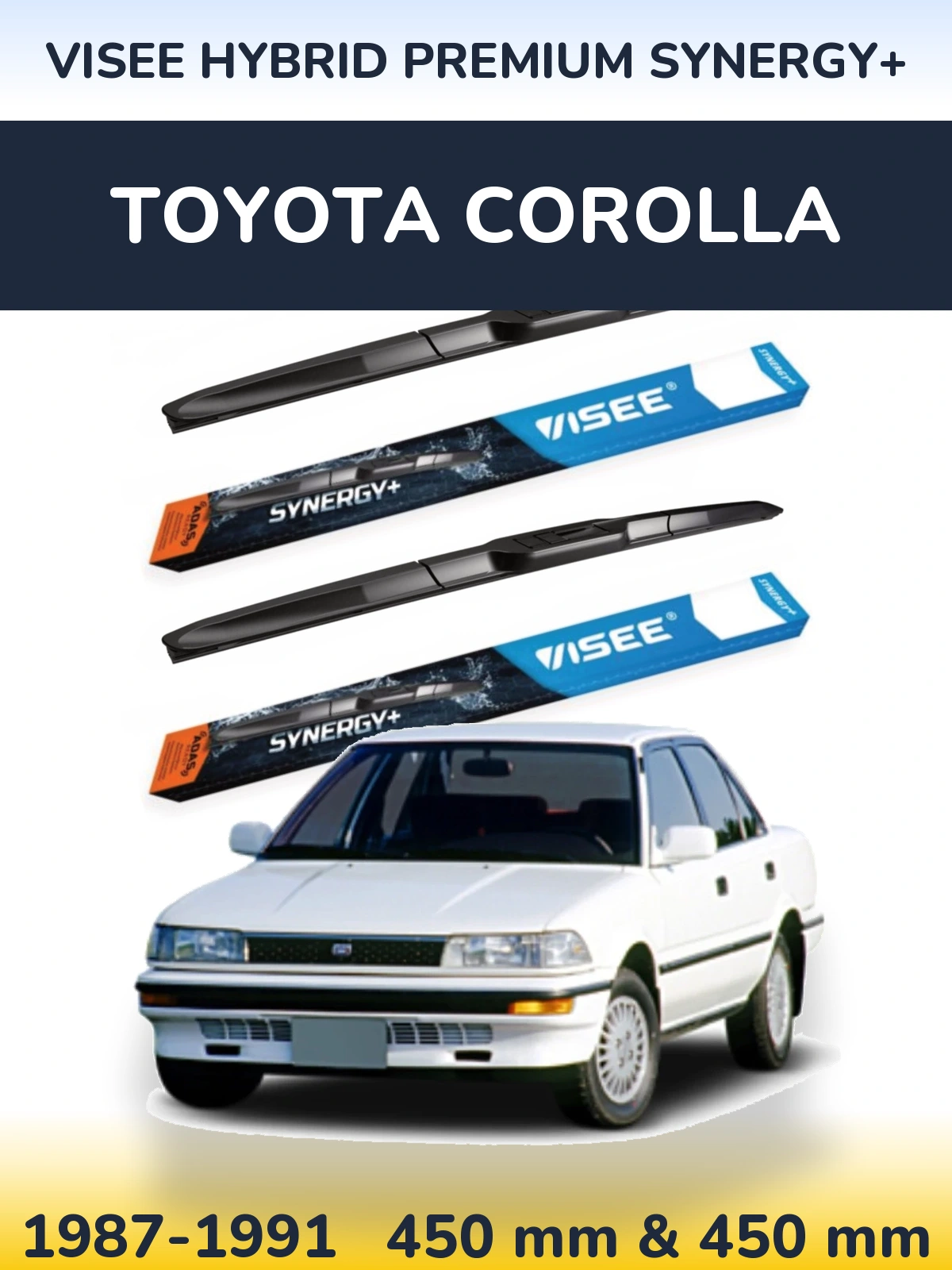 Sada předních stěračů VISEE HYBRID PREMIUM SYNERGY+ 450 a 450 mm pro Toyota Corolla 1987-1991