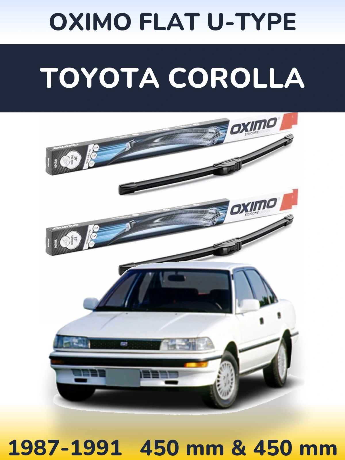 Sada předních stěračů Oximo Flat U-type 450 a 450 mm pro Toyota Corolla 1987-1991