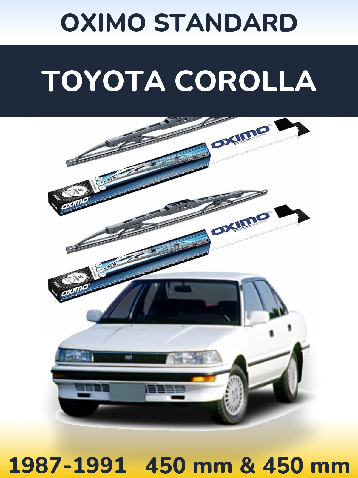 Sada předních stěračů Oximo Standard 450 a 450 mm pro Toyota Corolla 1987-1991