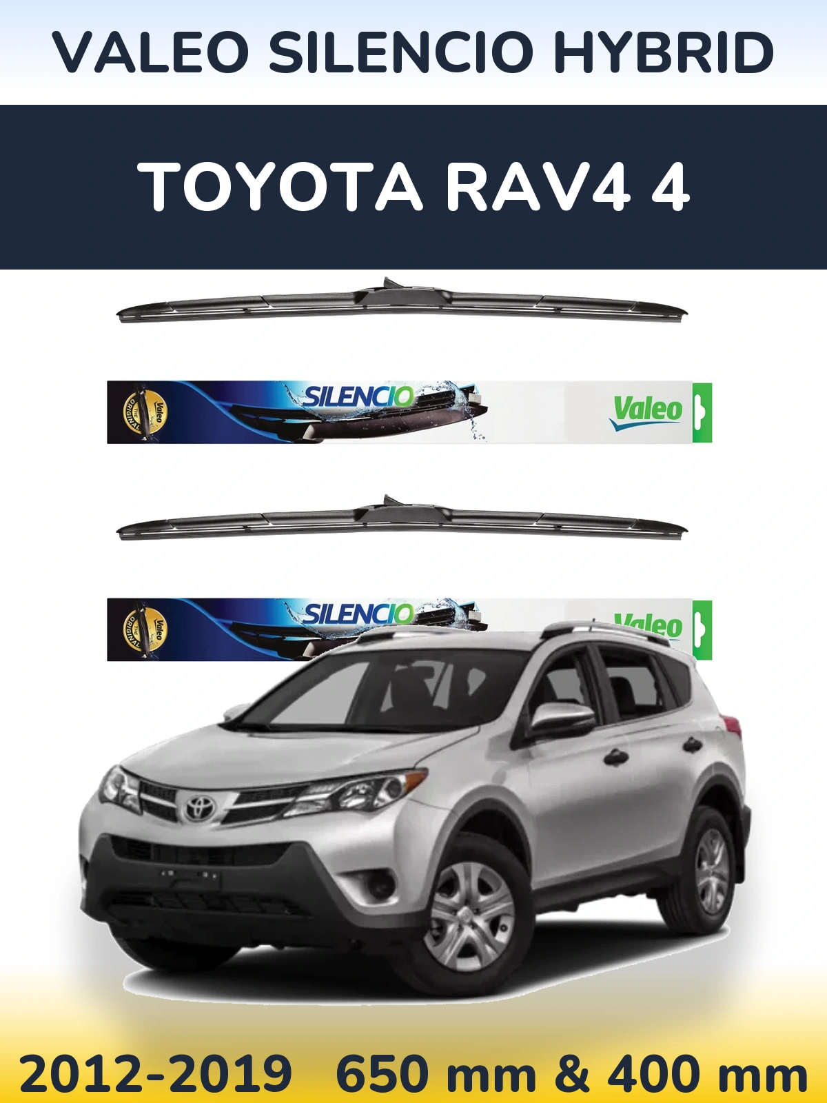 Sada předních stěračů Valeo Silencio Hybrid 650 a 400 mm pro Toyota RAV4 4 2012-2019