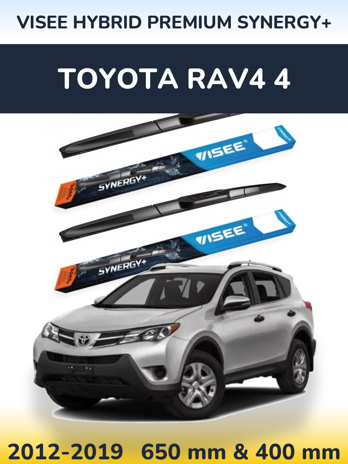 Sada předních stěračů VISEE HYBRID PREMIUM SYNERGY+ 650 a 400 mm pro Toyota RAV4 4 2012-2019