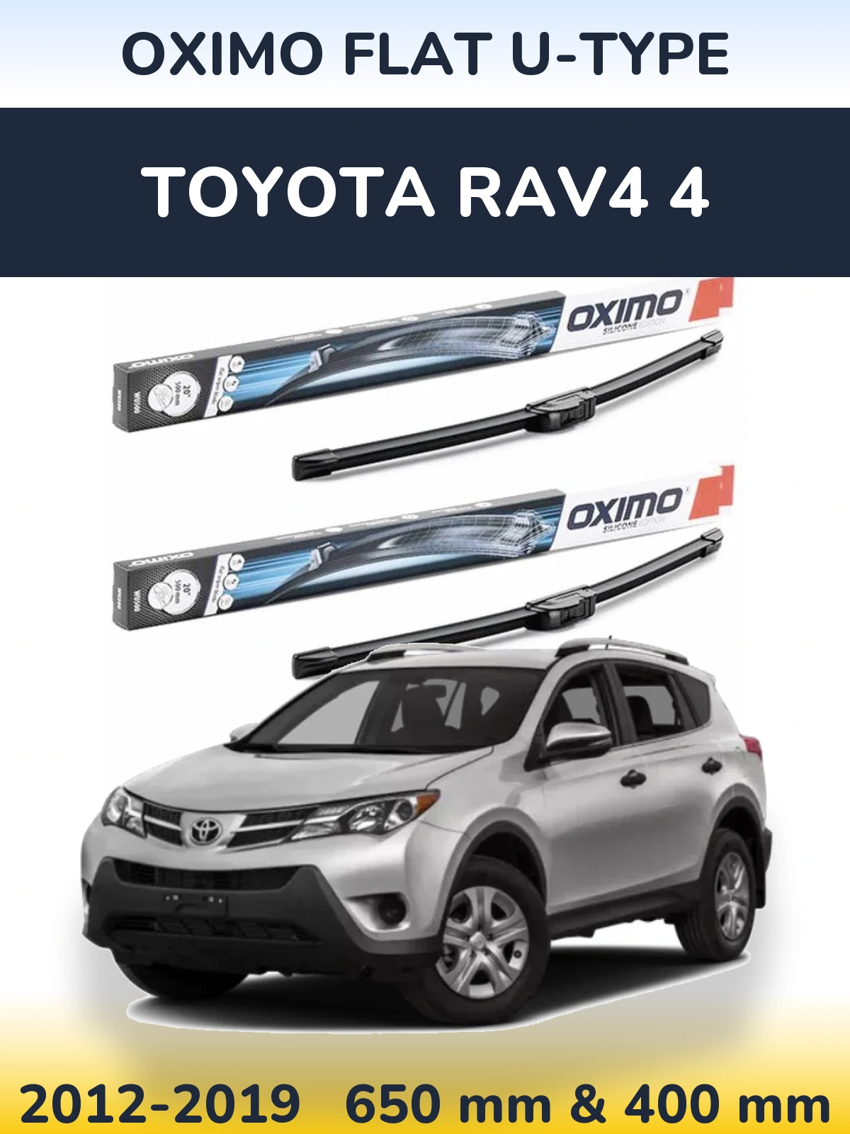 Sada předních stěračů Oximo Flat U-type 650 a 400 mm pro Toyota RAV4 4 2012-2019