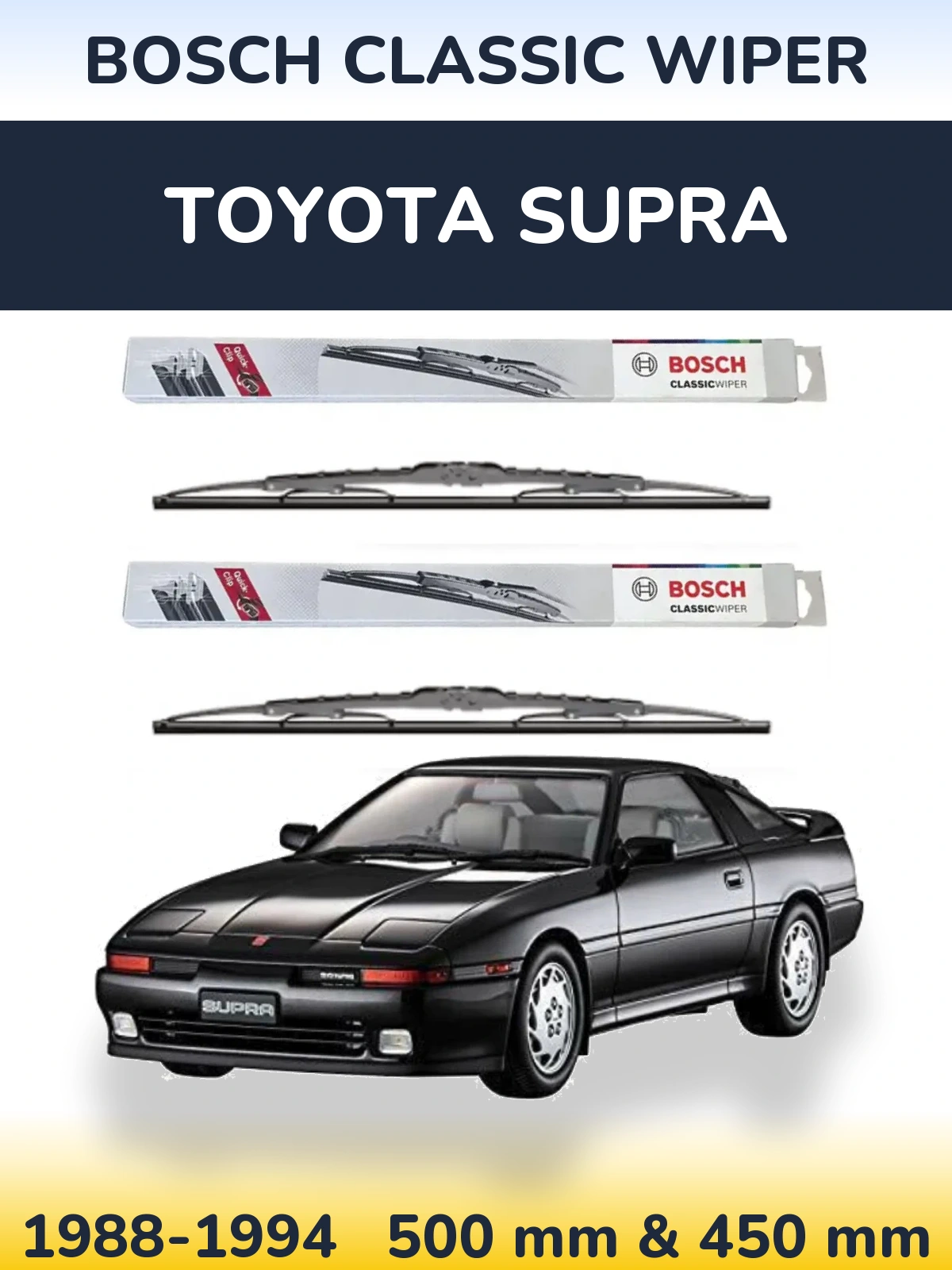 Sada předních stěračů BOSCH Classic Wiper 500 a 450 mm pro Toyota Supra 1988-1994