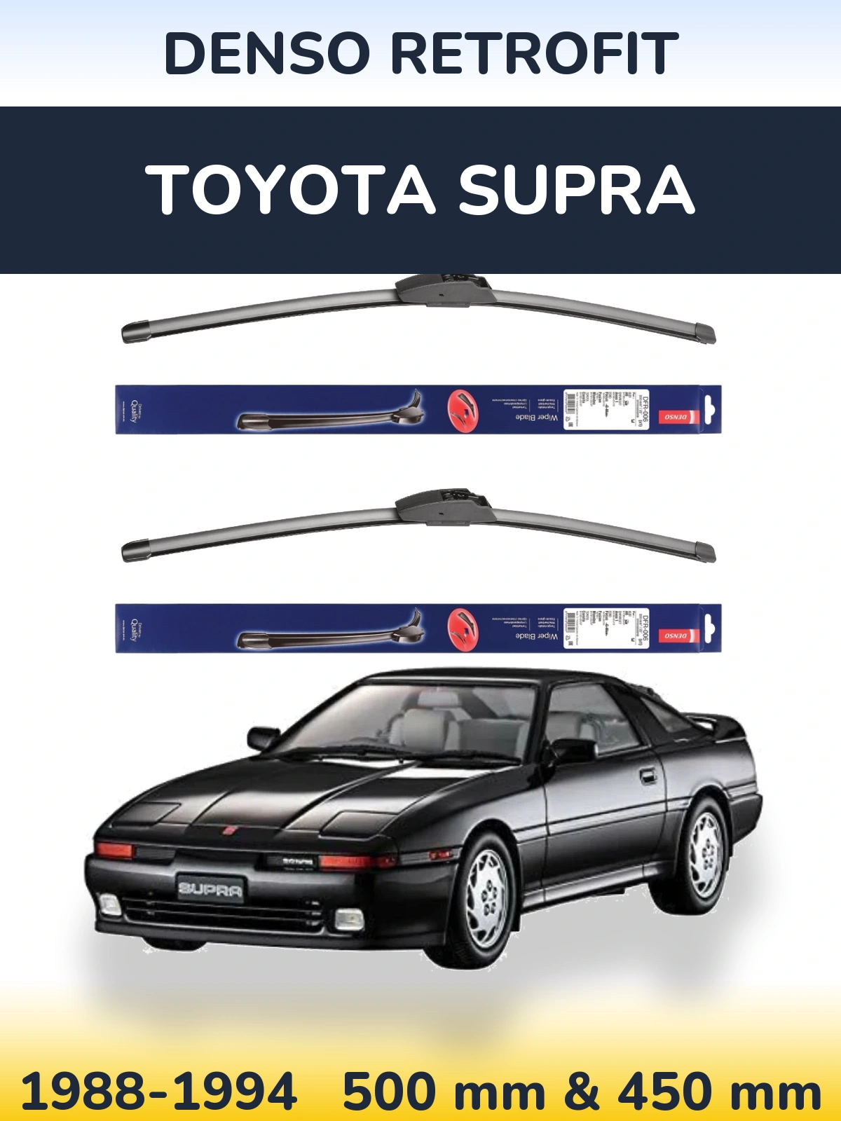 Sada předních stěračů Denso Retrofit 500 a 450 mm pro Toyota Supra 1988-1994