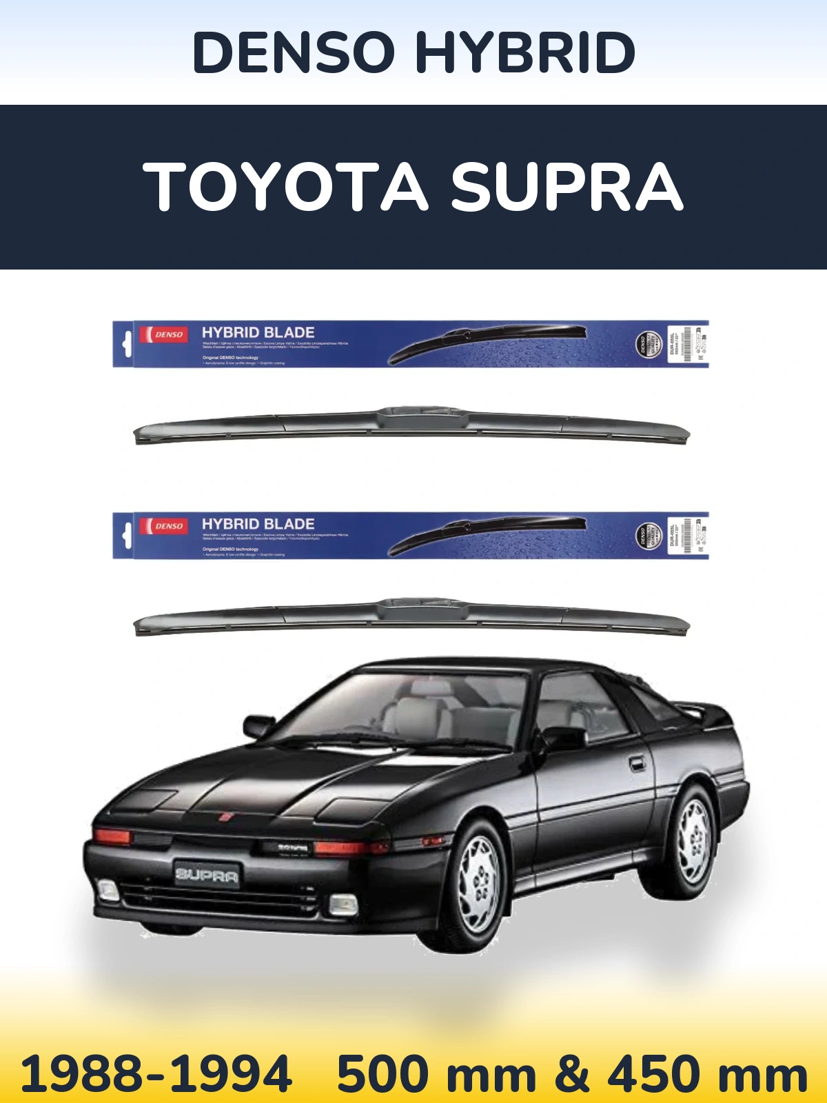 Sada předních stěračů Denso Hybrid 500 a 450 mm pro Toyota Supra 1988-1994