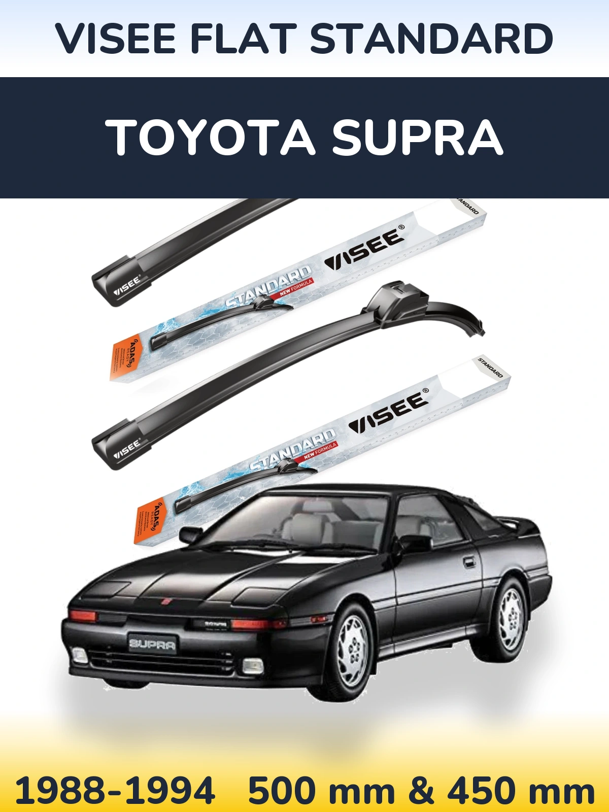 Sada předních stěračů VISEE FLAT STANDARD 500 a 450 mm pro Toyota Supra 1988-1994