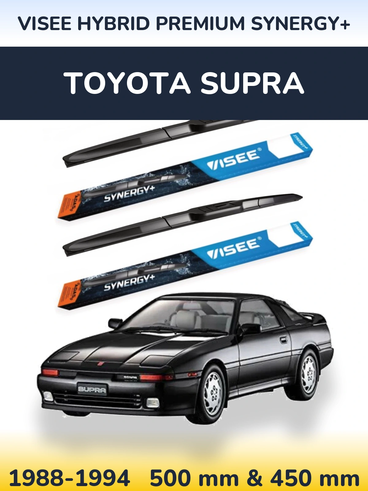 Sada předních stěračů VISEE HYBRID PREMIUM SYNERGY+ 500 a 450 mm pro Toyota Supra 1988-1994