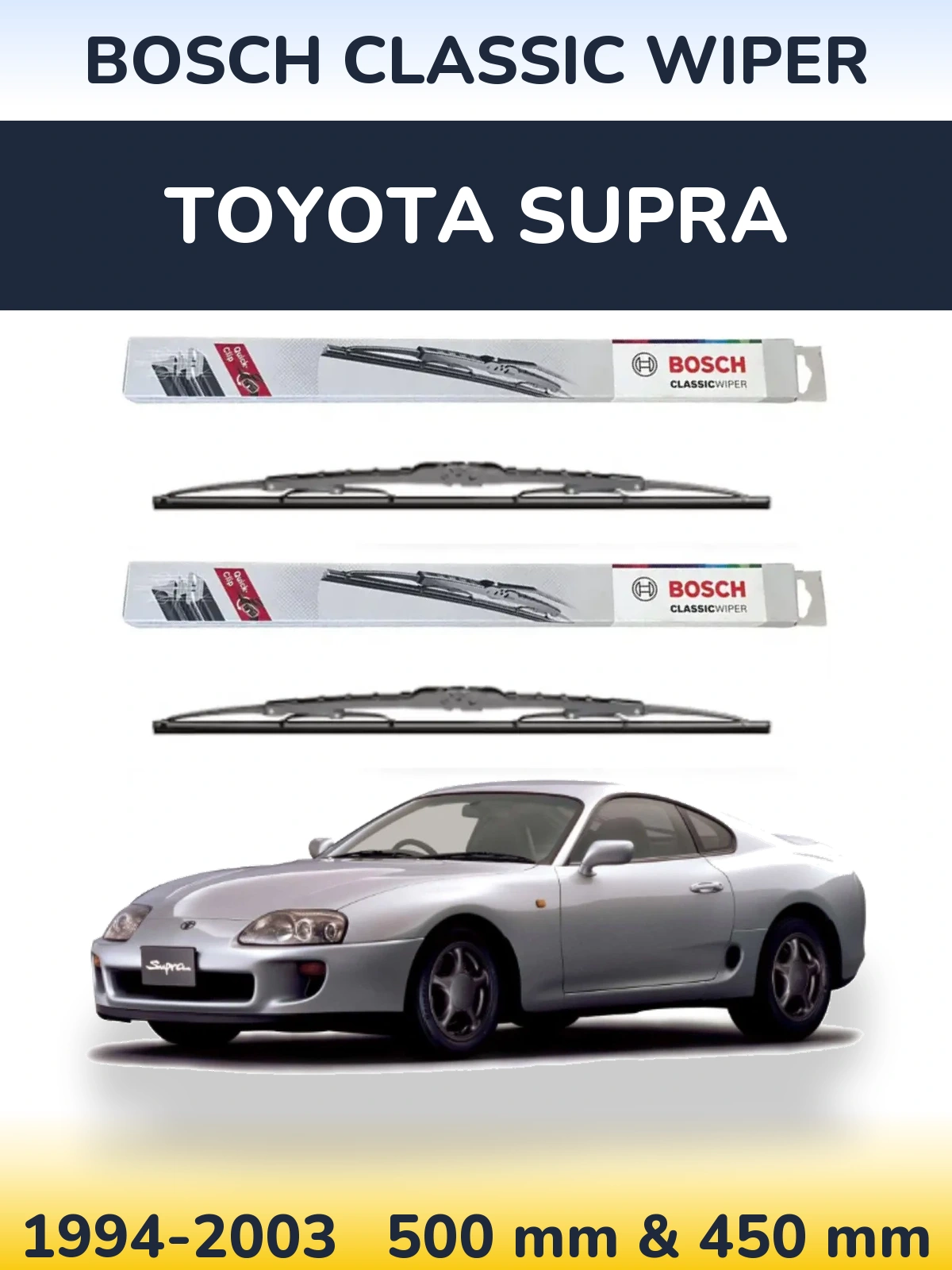 Sada předních stěračů BOSCH Classic Wiper 500 a 450 mm pro Toyota Supra 1994-2003