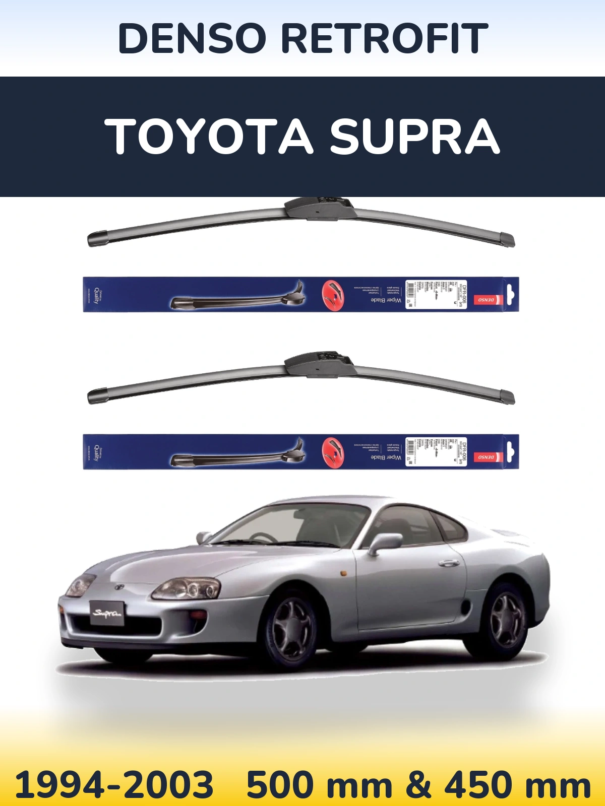 Sada předních stěračů Denso Retrofit 500 a 450 mm pro Toyota Supra 1994-2003
