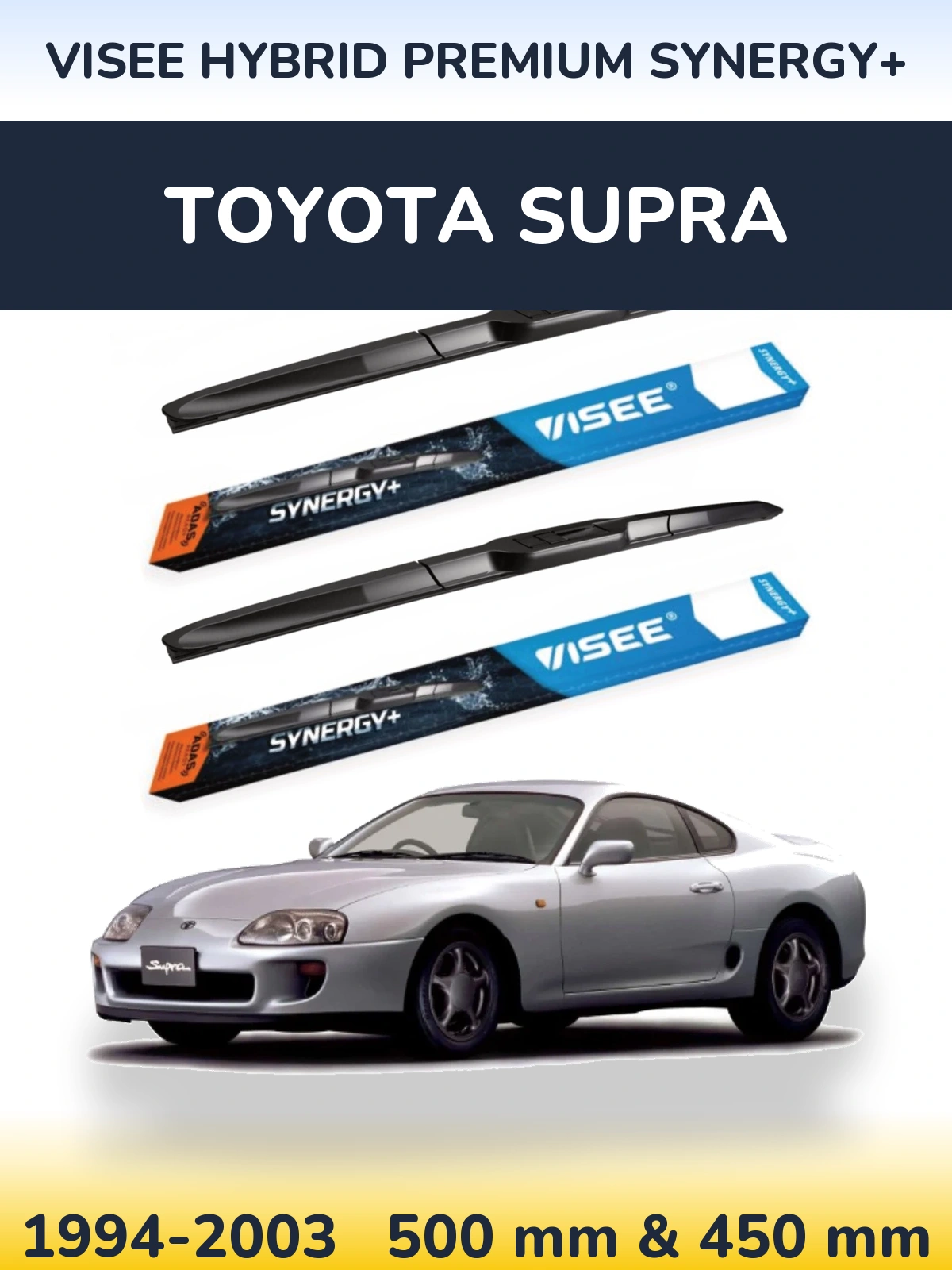 Sada předních stěračů VISEE HYBRID PREMIUM SYNERGY+ 500 a 450 mm pro Toyota Supra 1994-2003