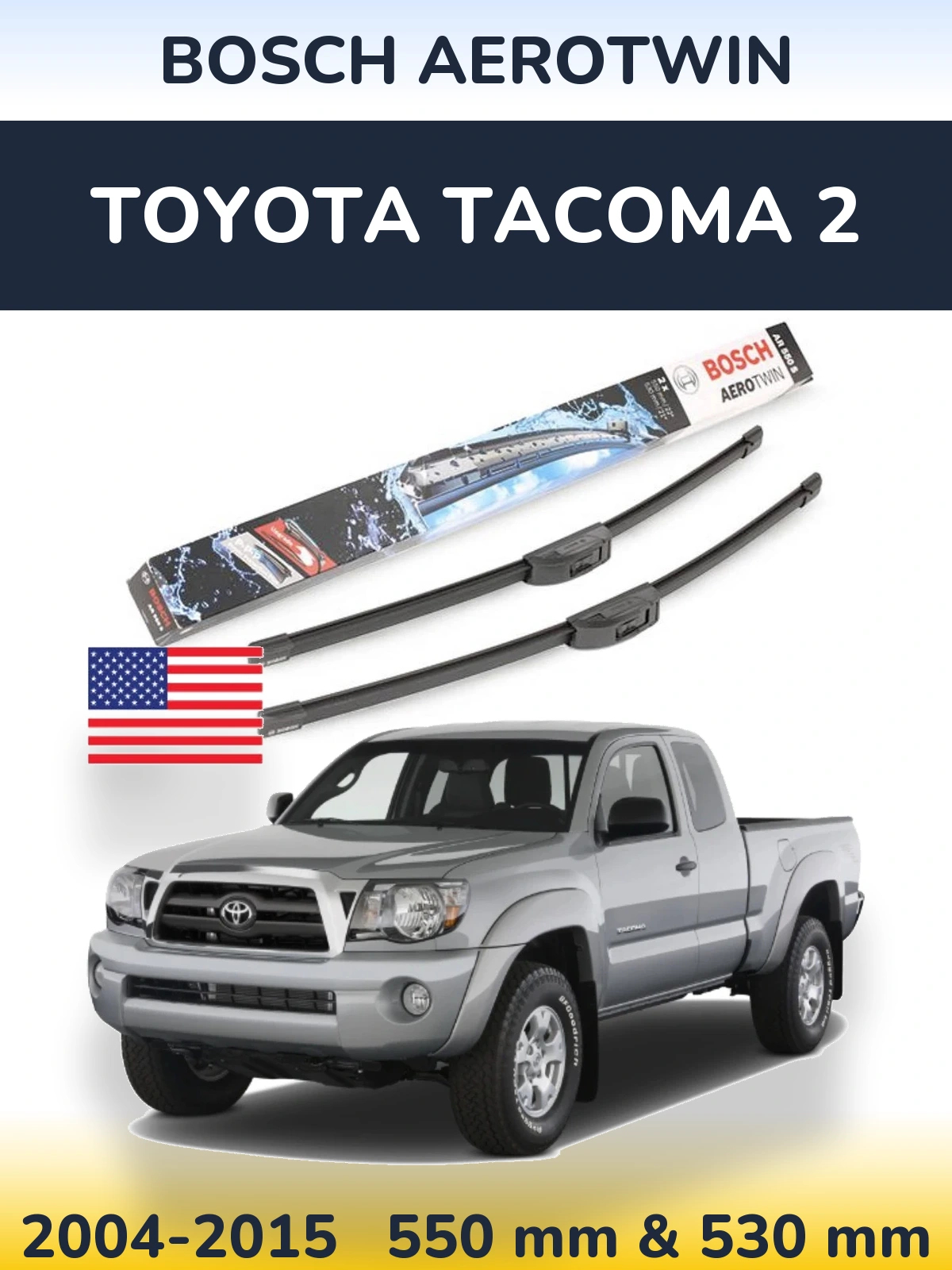Комплект передніх щіток BOSCH AeroTwin 550 & 530 мм для Toyota Tacoma 2 2004-2015