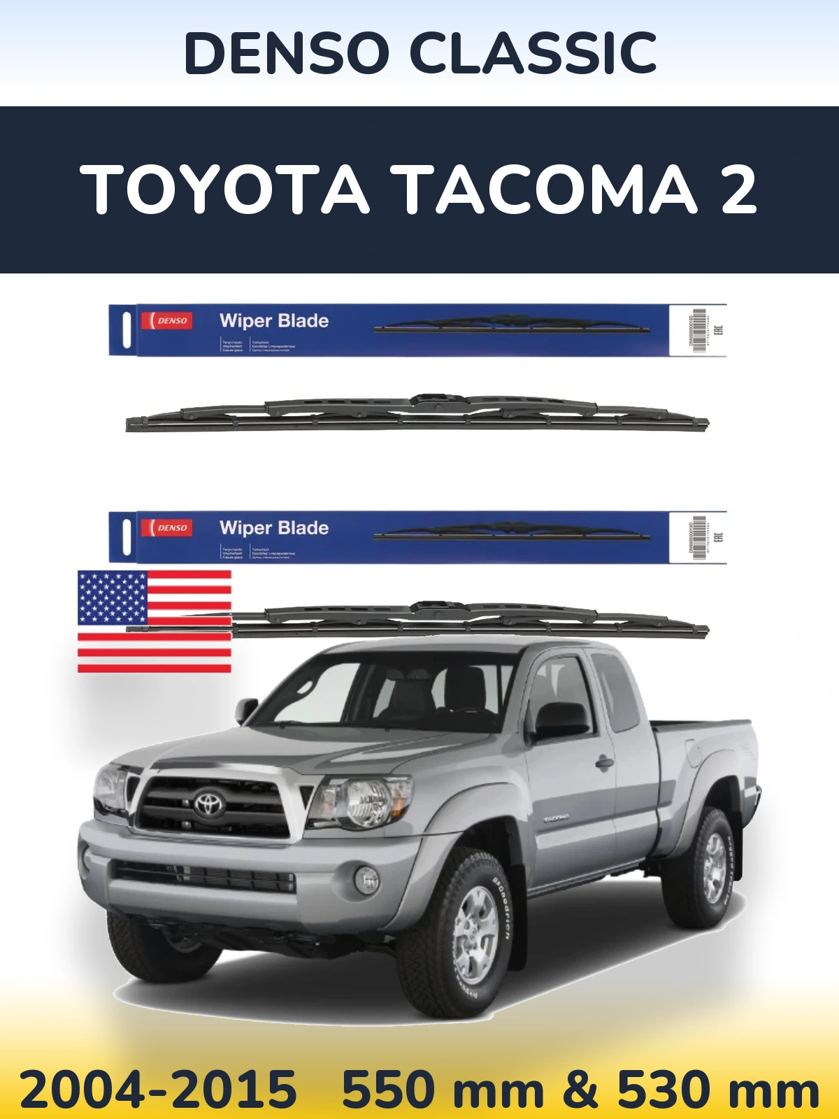 Sada předních stěračů Denso Classic 550 a 530 mm pro Toyota Tacoma 2 2004-2015