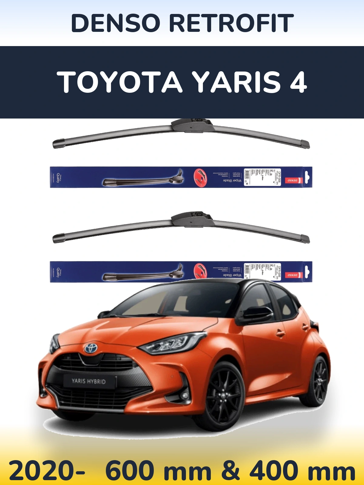 Sada předních stěračů Denso Retrofit 600 a 400 mm pro Toyota Yaris 4 2020-2026