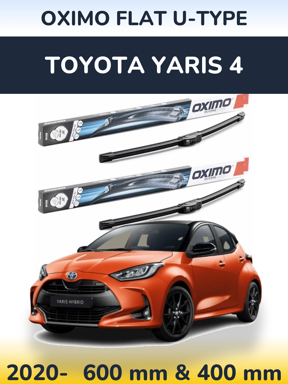 Sada předních stěračů Oximo Flat U-type 600 a 400 mm pro Toyota Yaris 4 2020-2026