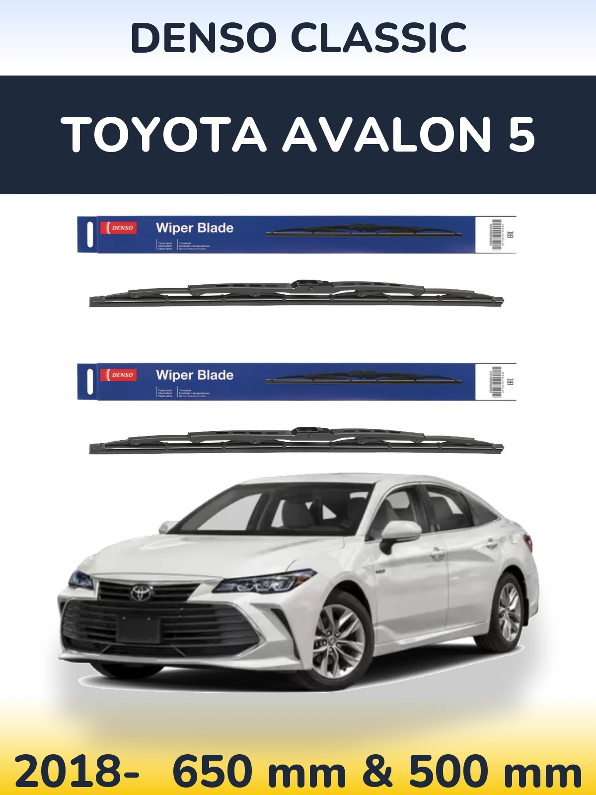 Sada předních stěračů Denso Classic 650 a 500 mm pro Toyota Avalon 5 2018-2026
