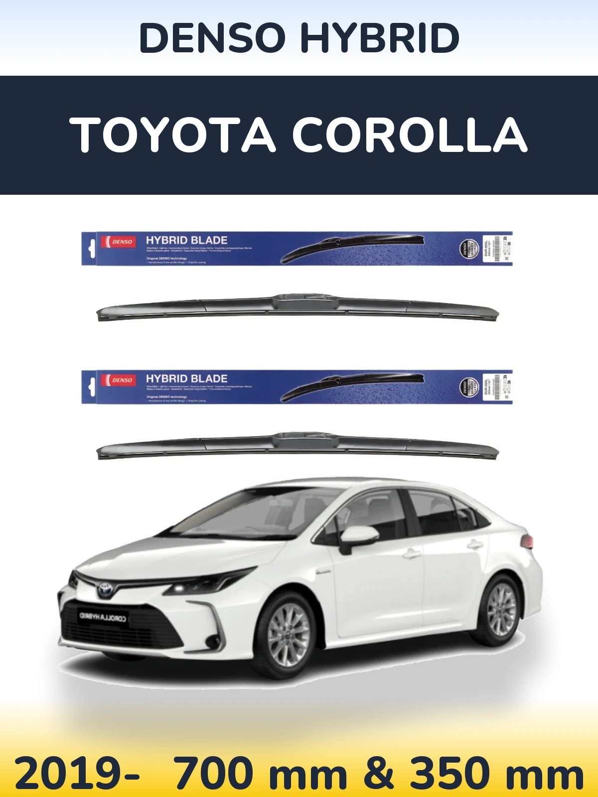 Sada předních stěračů Denso Hybrid 700 a 350 mm pro Toyota Corolla 2019-2026