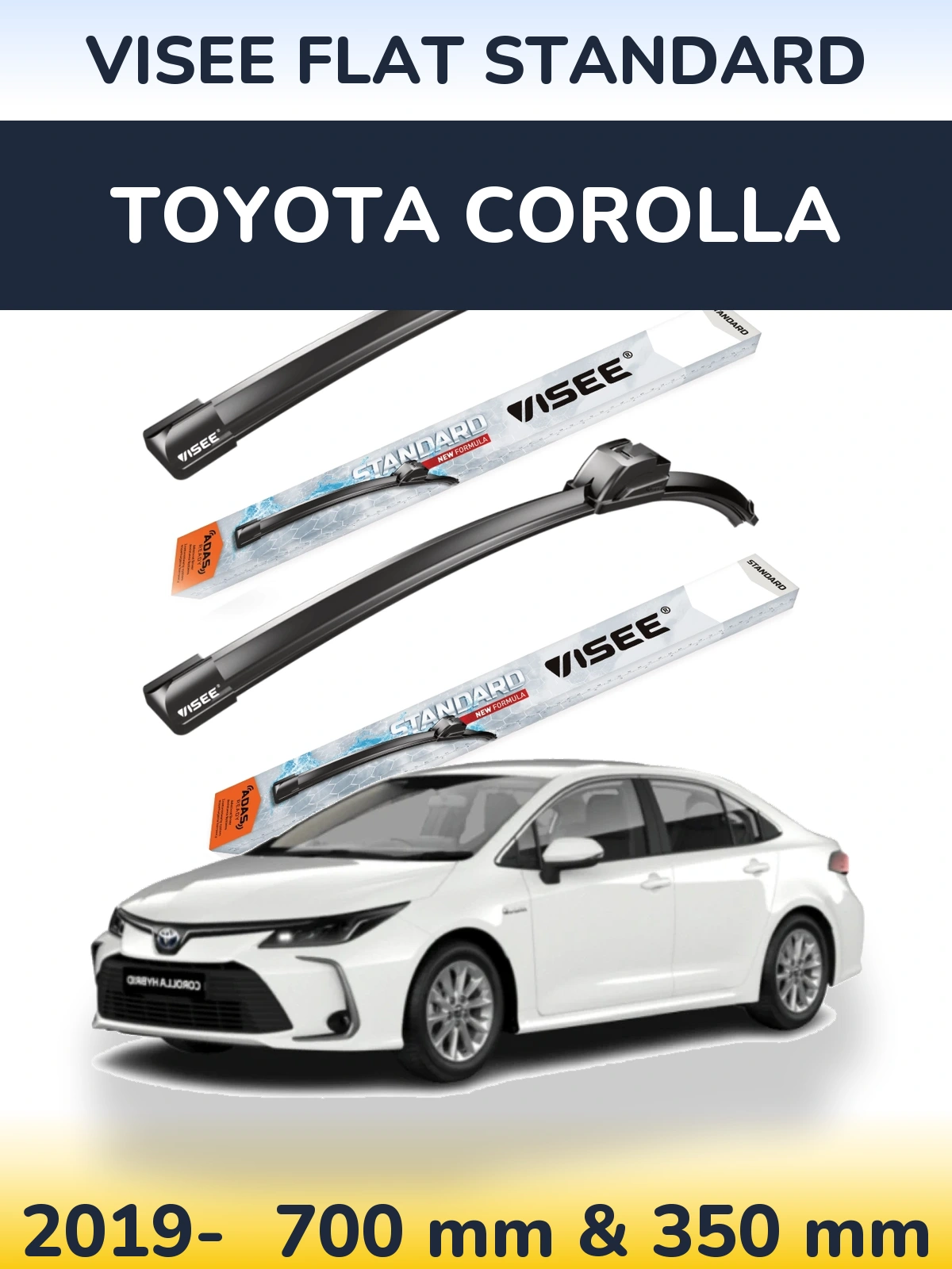 Sada předních stěračů VISEE FLAT STANDARD 700 a 350 mm pro Toyota Corolla 2019-2026