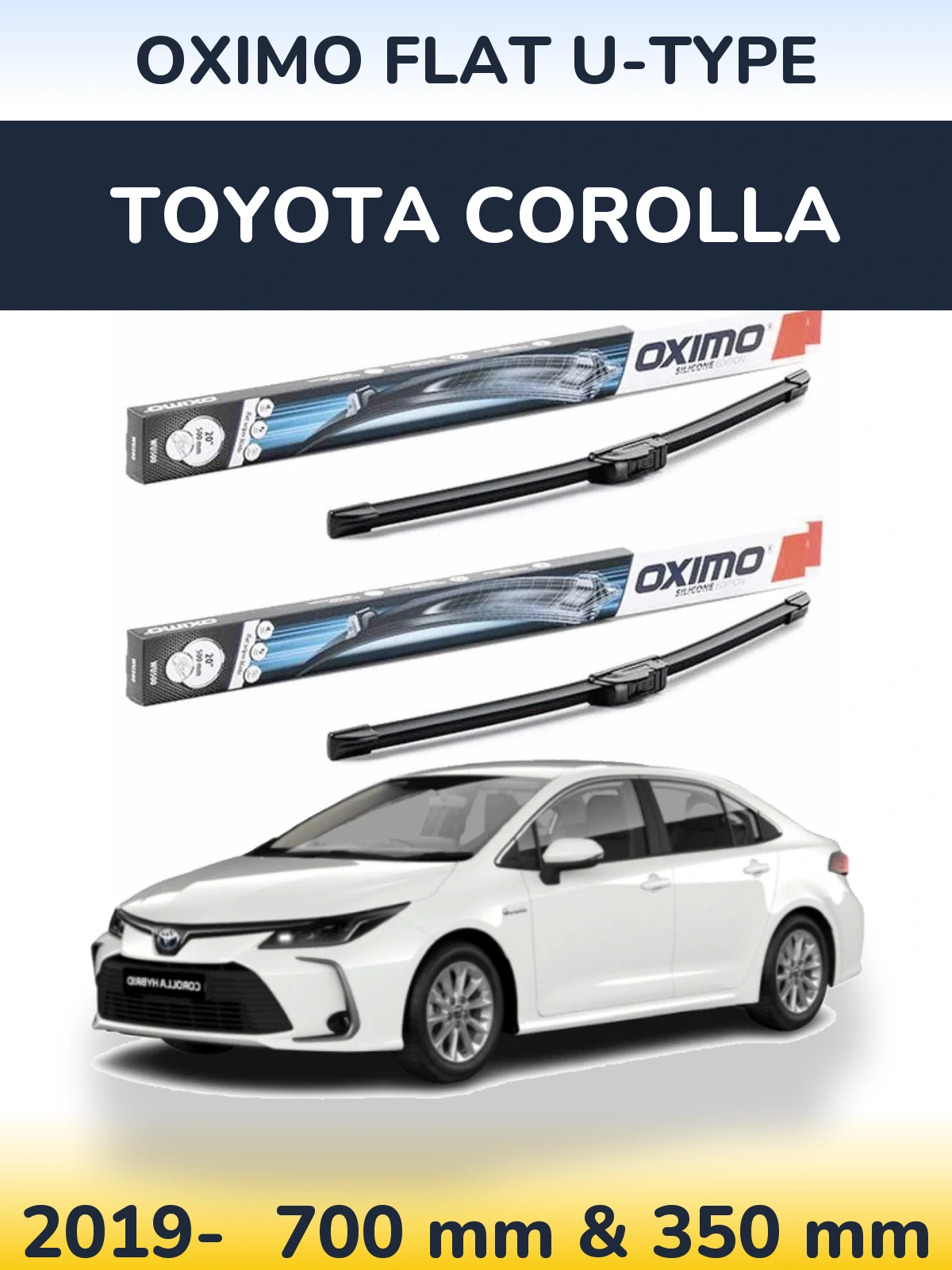 Sada předních stěračů Oximo Flat U-type 700 a 350 mm pro Toyota Corolla 2019-2026