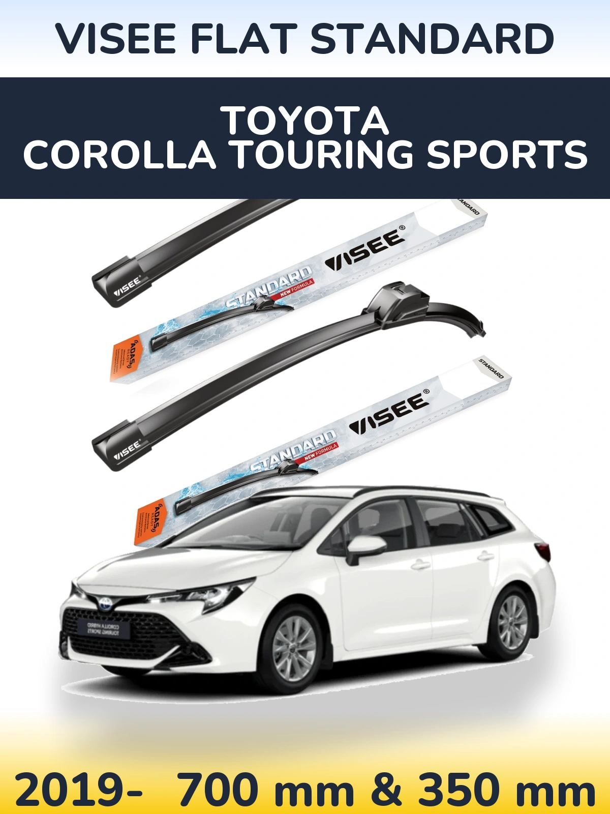 Sada předních stěračů VISEE FLAT STANDARD 700 a 350 mm pro Toyota Corolla Touring Sports 2019-2026