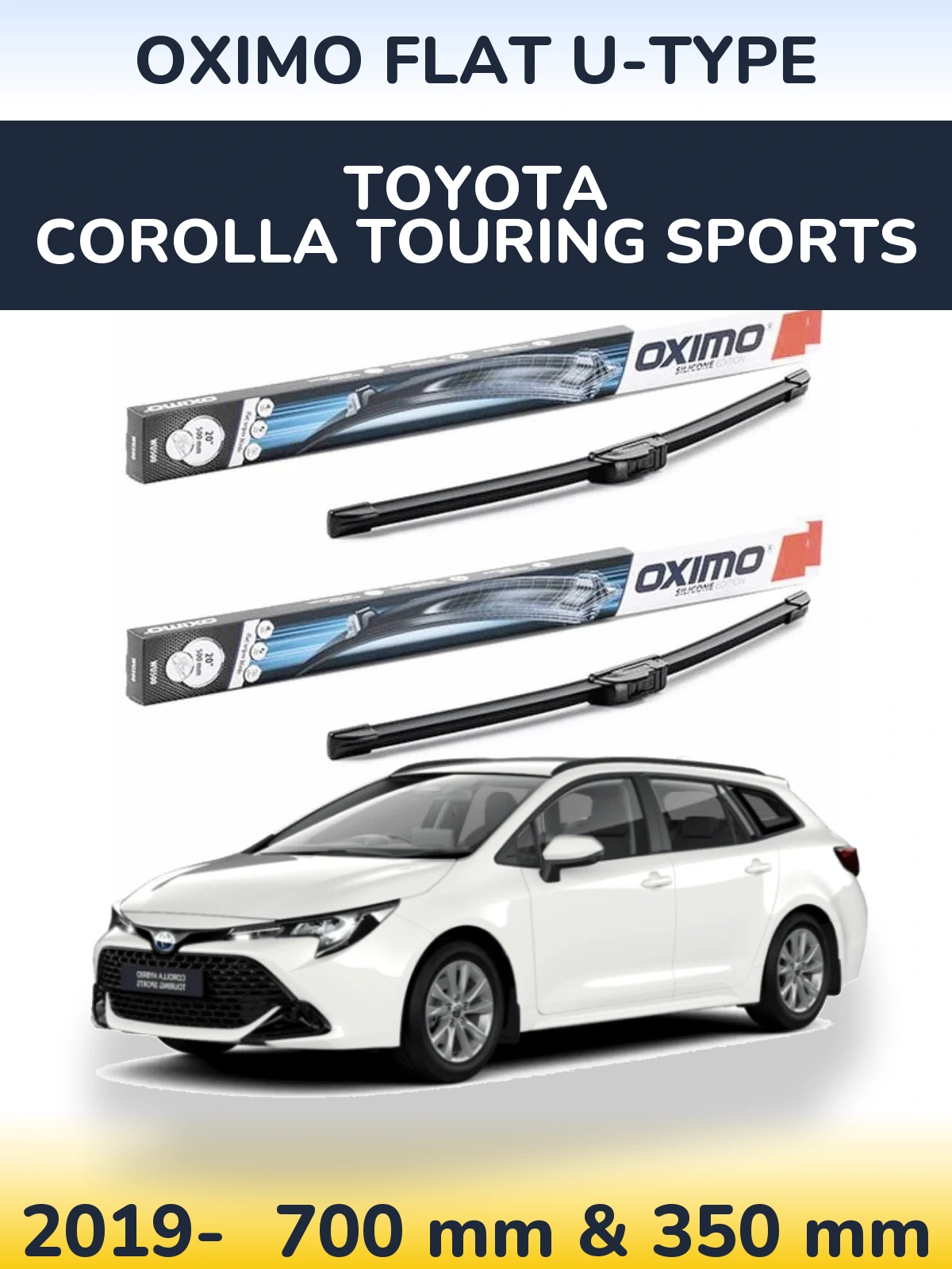 Sada předních stěračů Oximo Flat U-type 700 a 350 mm pro Toyota Corolla Touring Sports 2019-2026