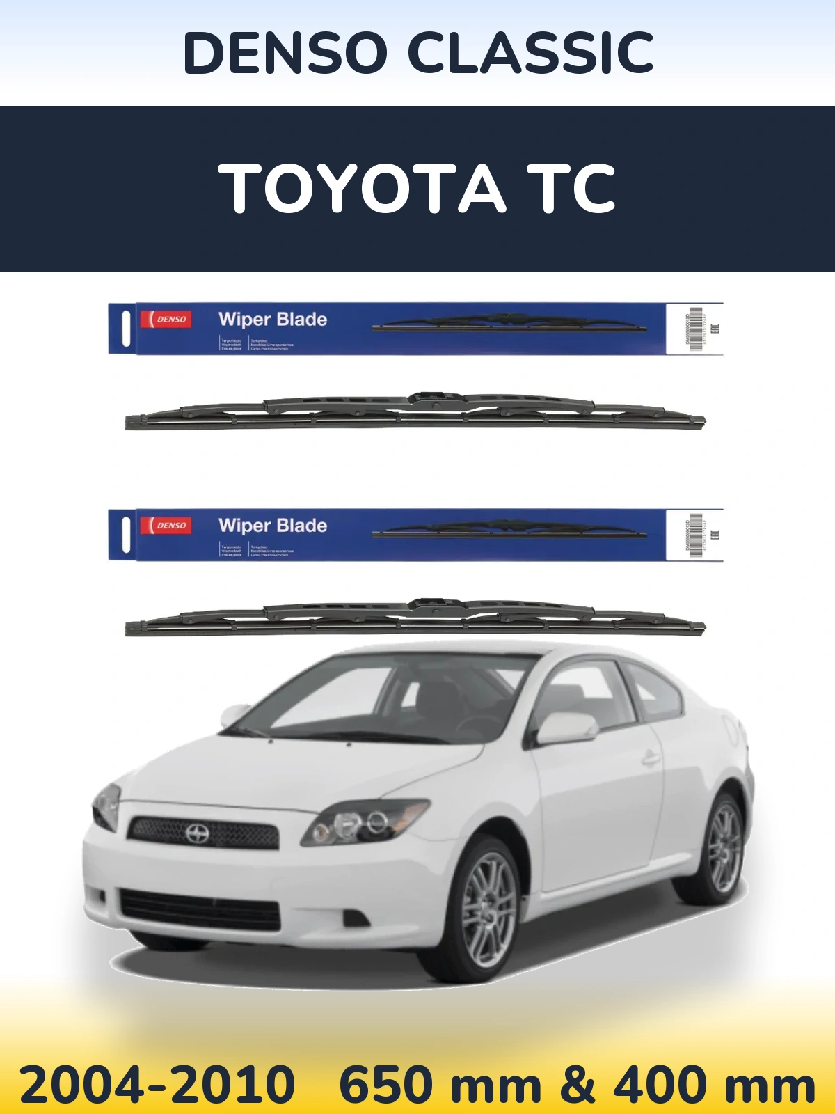 Sada předních stěračů Denso Classic 650 a 400 mm pro Toyota tC 2004-2010