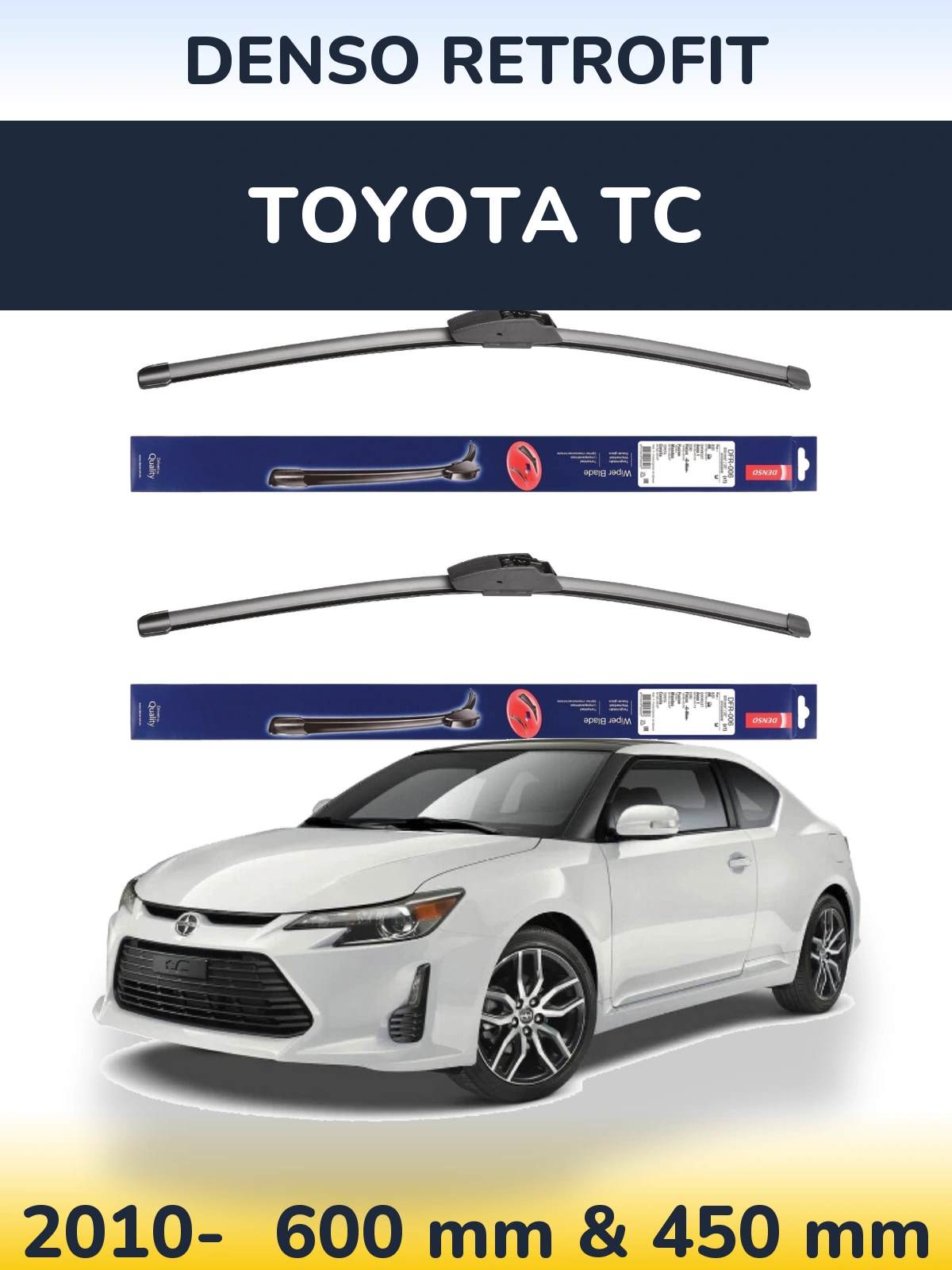 Sada předních stěračů Denso Retrofit 600 a 450 mm pro Toyota tC 2010-2026
