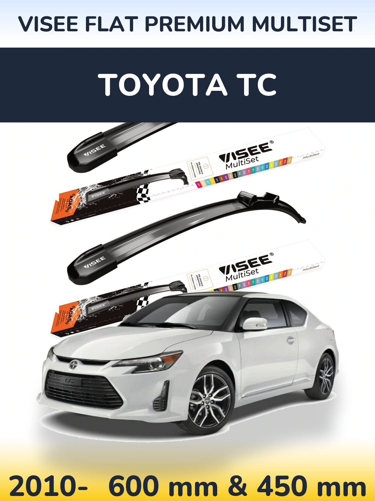 Sada předních stěračů VISEE FLAT PREMIUM MultiSet 600 a 450 mm pro Toyota tC 2010-2026