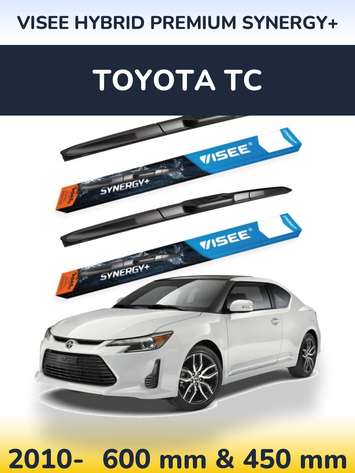 Sada předních stěračů VISEE HYBRID PREMIUM SYNERGY+ 600 a 450 mm pro Toyota tC 2010-2026