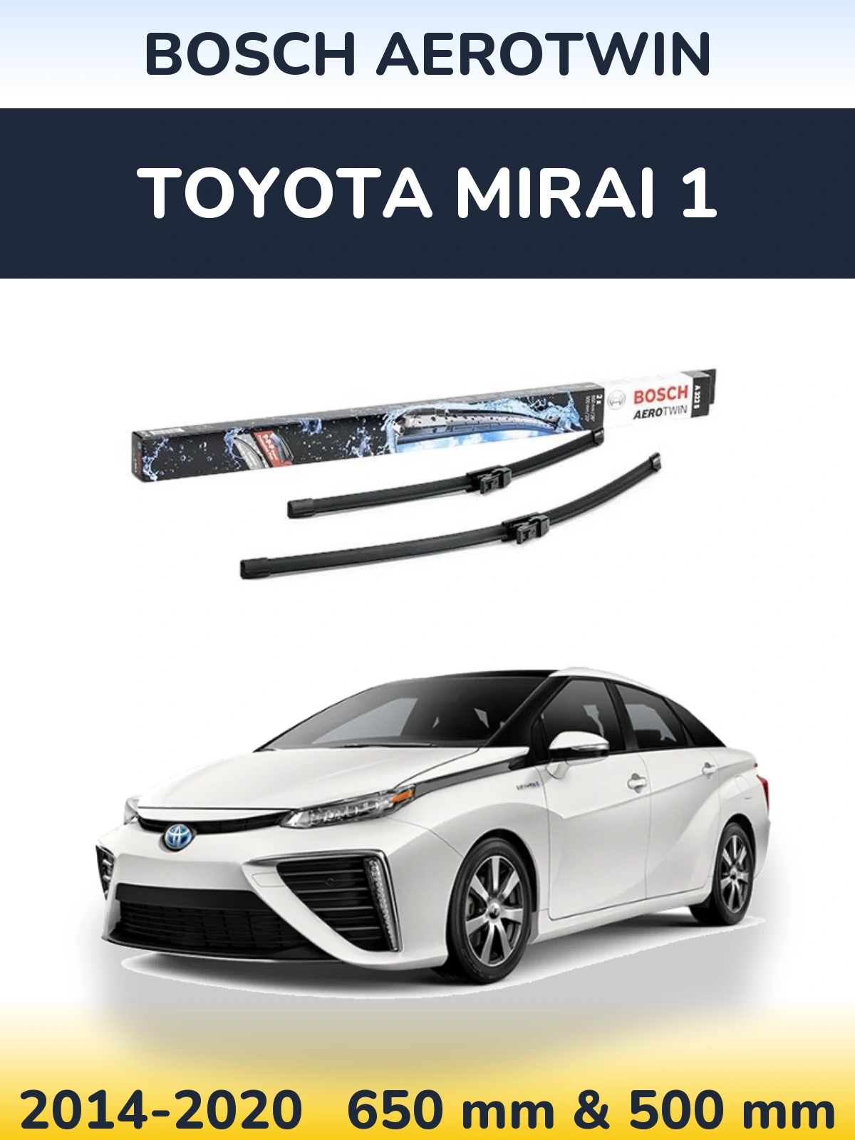Sada předních stěračů BOSCH AeroTwin 650 a 500 mm pro Toyota Mirai 1 2014-2020