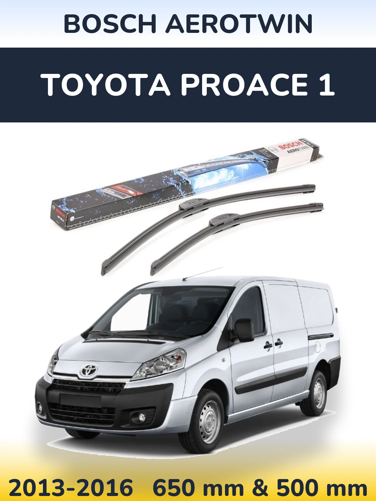 Sada předních stěračů BOSCH AeroTwin 650 a 500 mm pro Toyota ProAce 1 2013-2016
