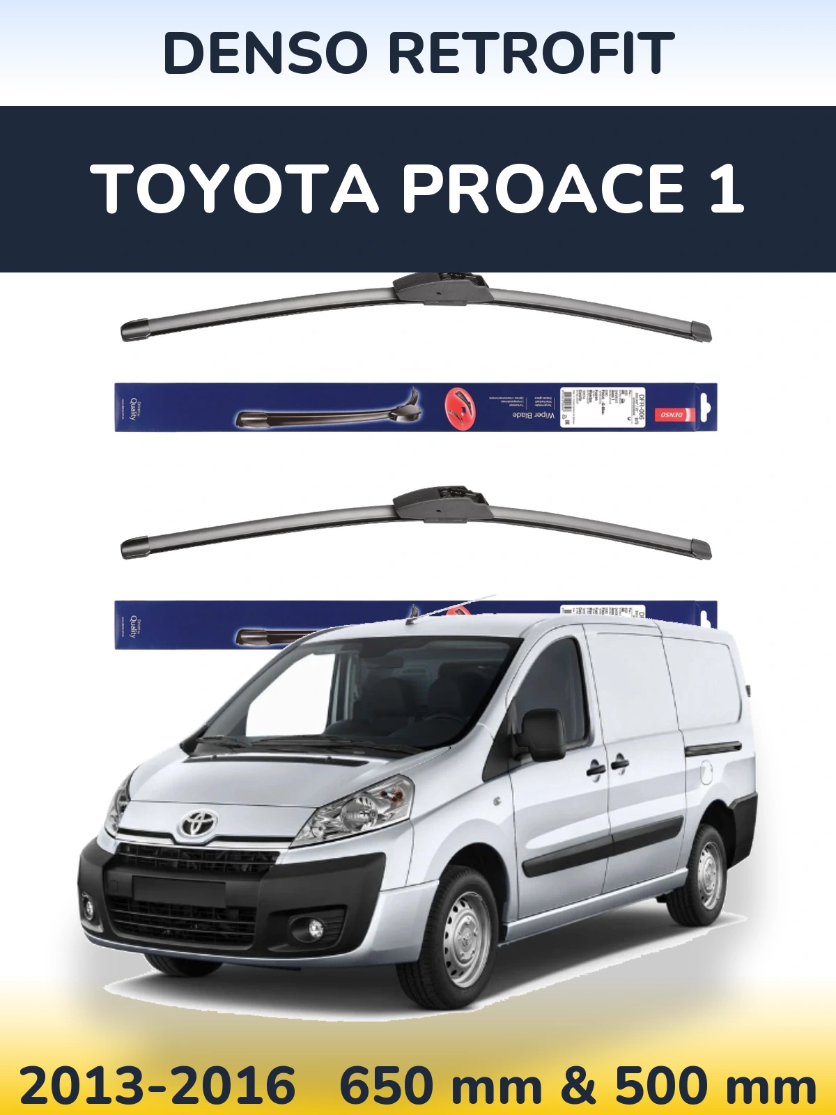 Sada předních stěračů Denso Retrofit 650 a 500 mm pro Toyota ProAce 1 2013-2016