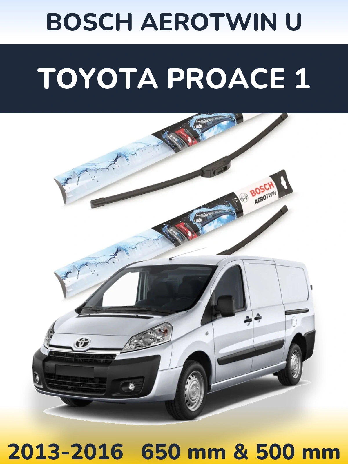 Sada předních stěračů BOSCH AeroTwin U 650 a 500 mm pro Toyota ProAce 1 2013-2016