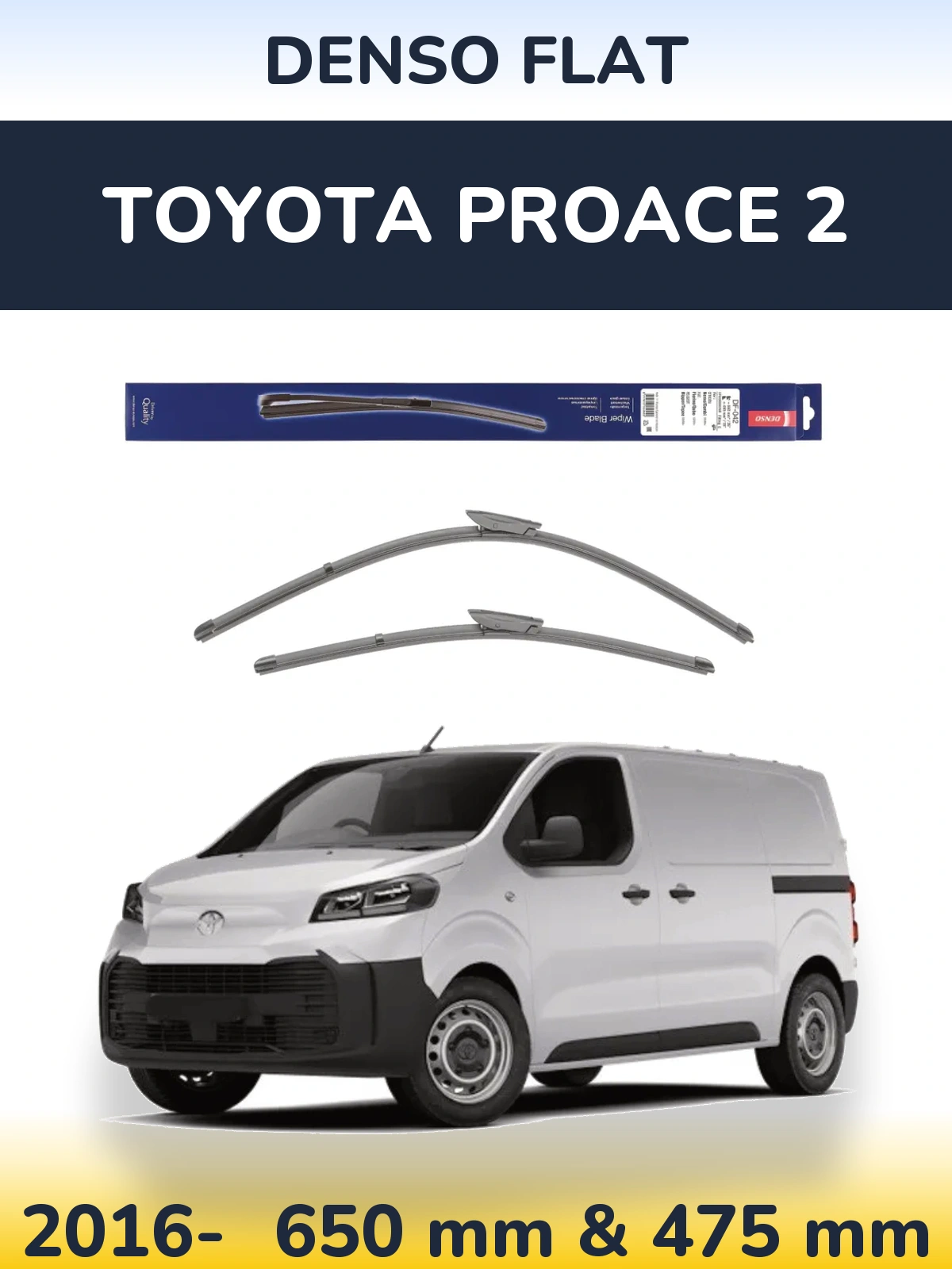 Sada předních stěračů Denso Flat 650 a 450 mm pro Toyota ProAce 2 2016-2026