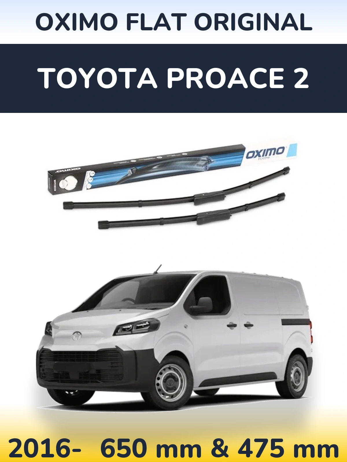 Sada předních stěračů Oximo Flat Original 650 a 475 mm pro Toyota ProAce 2 2016-2026