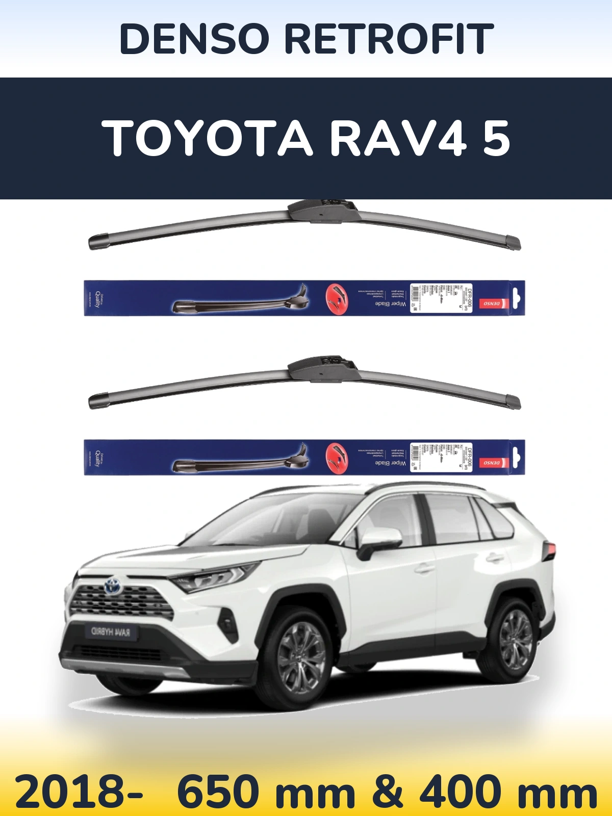 Sada předních stěračů Denso Retrofit 650 a 400 mm pro Toyota RAV4 5 2018-2026