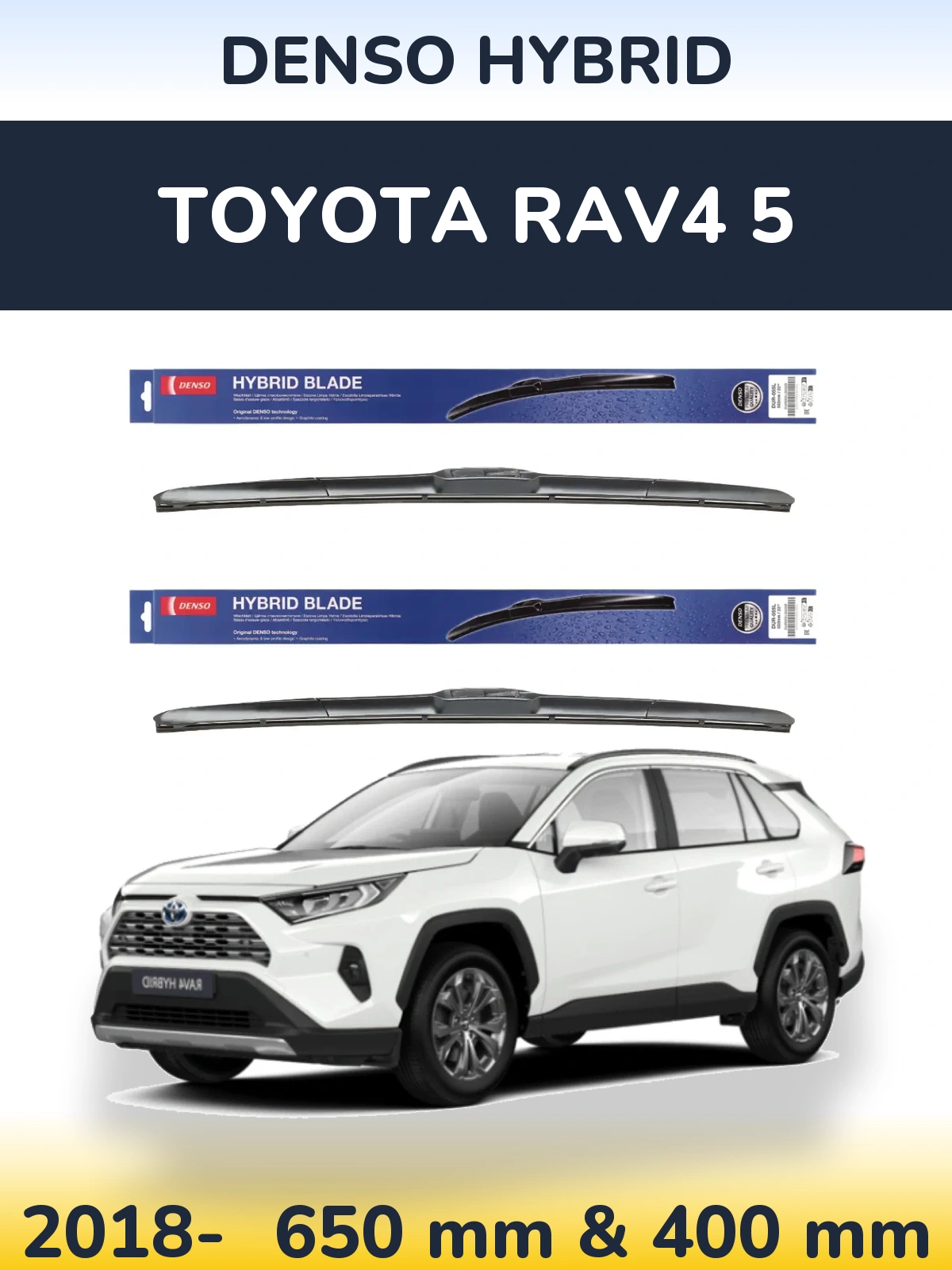 Sada předních stěračů Denso Hybrid 650 a 400 mm pro Toyota RAV4 5 2018-2026