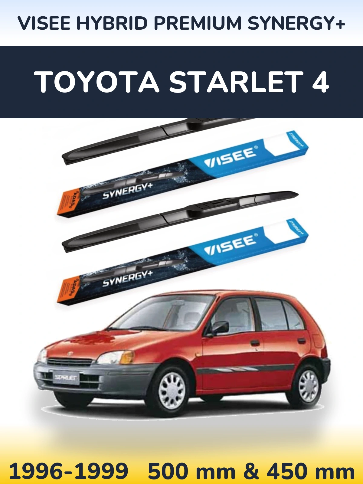Комплект передніх щіток VISEE HYBRID PREMIUM SYNERGY+ 500 & 450 мм для Toyota Starlet 4 1996-1999