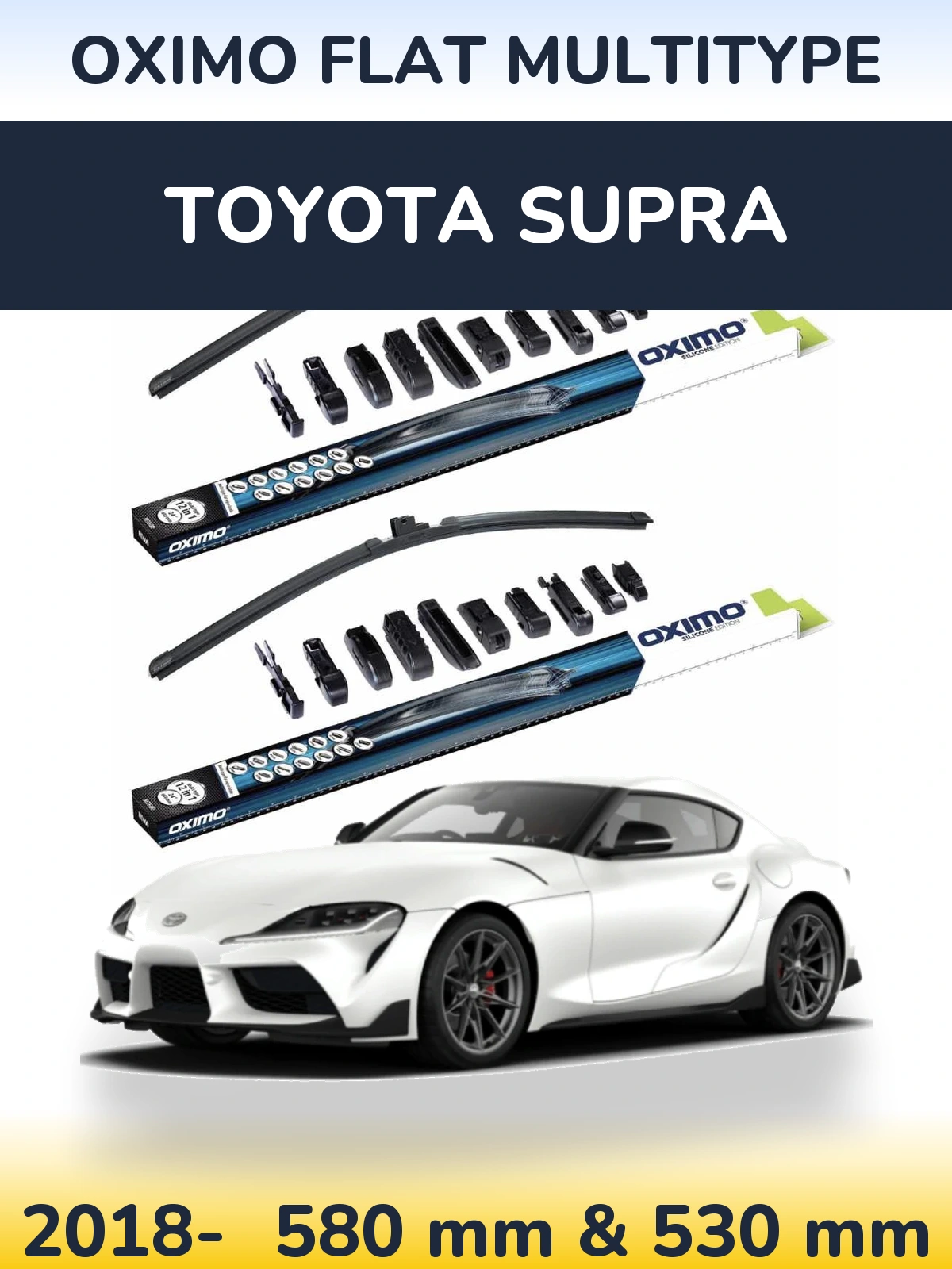 Sada předních stěračů Oximo Flat MultiType 580 a 530 mm pro Toyota Supra 2018-2026