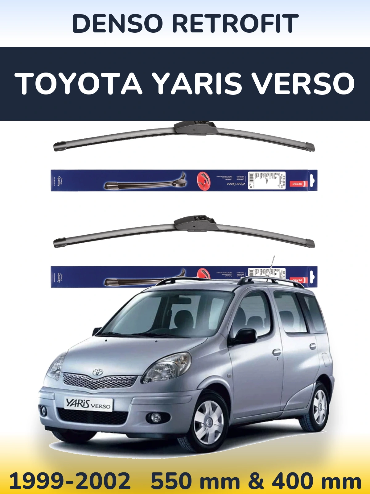 Sada předních stěračů Denso Retrofit 550 a 400 mm pro Toyota Yaris Verso 1999-2002
