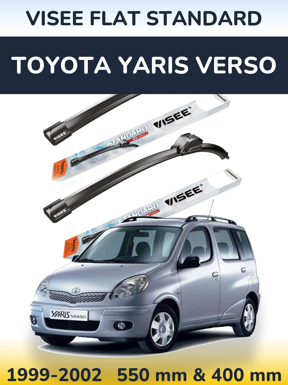 Sada předních stěračů VISEE FLAT STANDARD 550 a 400 mm pro Toyota Yaris Verso 1999-2002