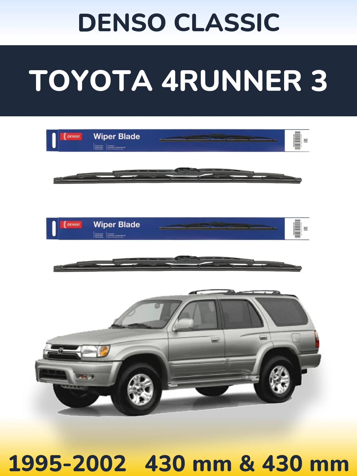 Sada předních stěračů Denso Classic 430 a 430 mm pro Toyota 4Runner 3 1995-2002