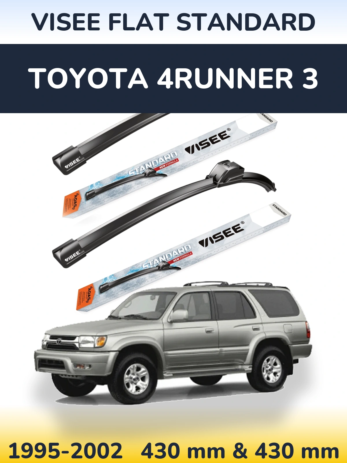 Sada předních stěračů VISEE FLAT STANDARD 430 a 430 mm pro Toyota 4Runner 3 1995-2002