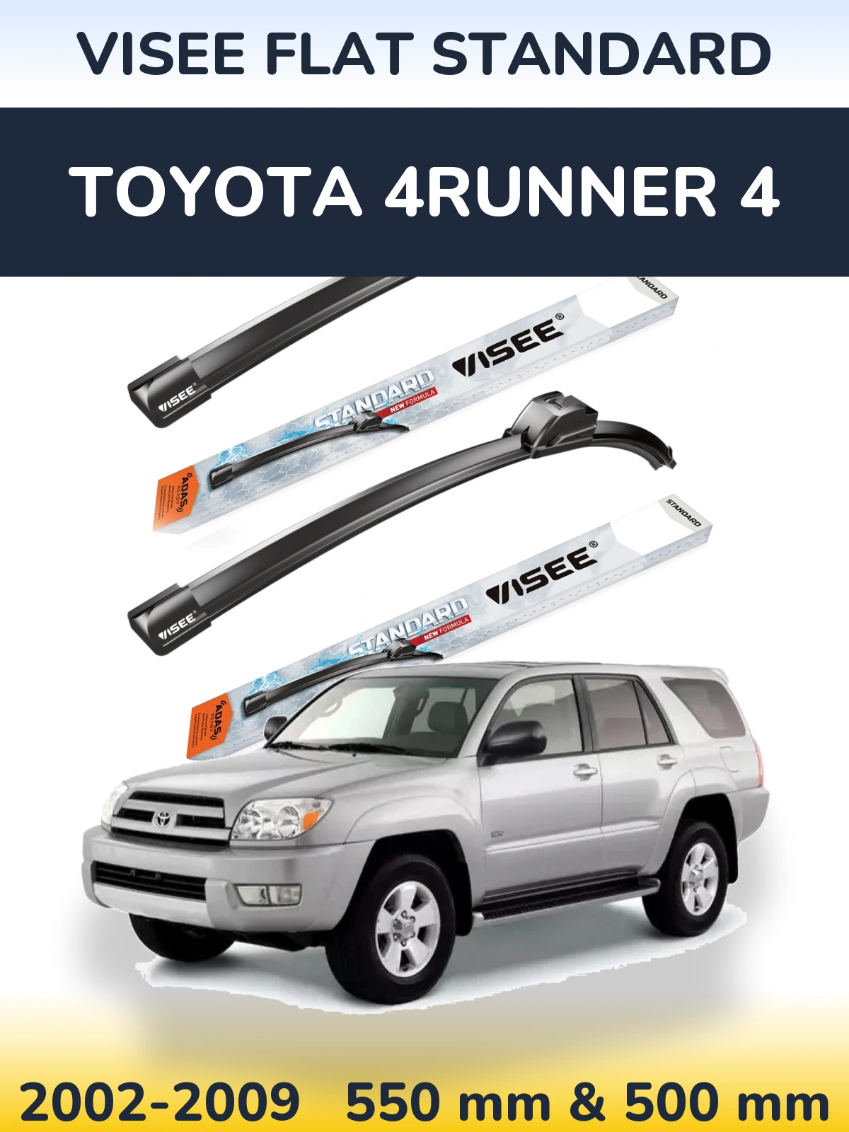 Sada předních stěračů VISEE FLAT STANDARD 550 a 500 mm pro Toyota 4Runner 4 2002-2009